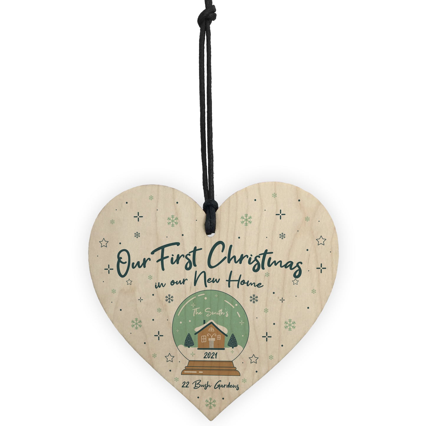 New Home Gift First Christmas Wood Bauble Personalised Decor