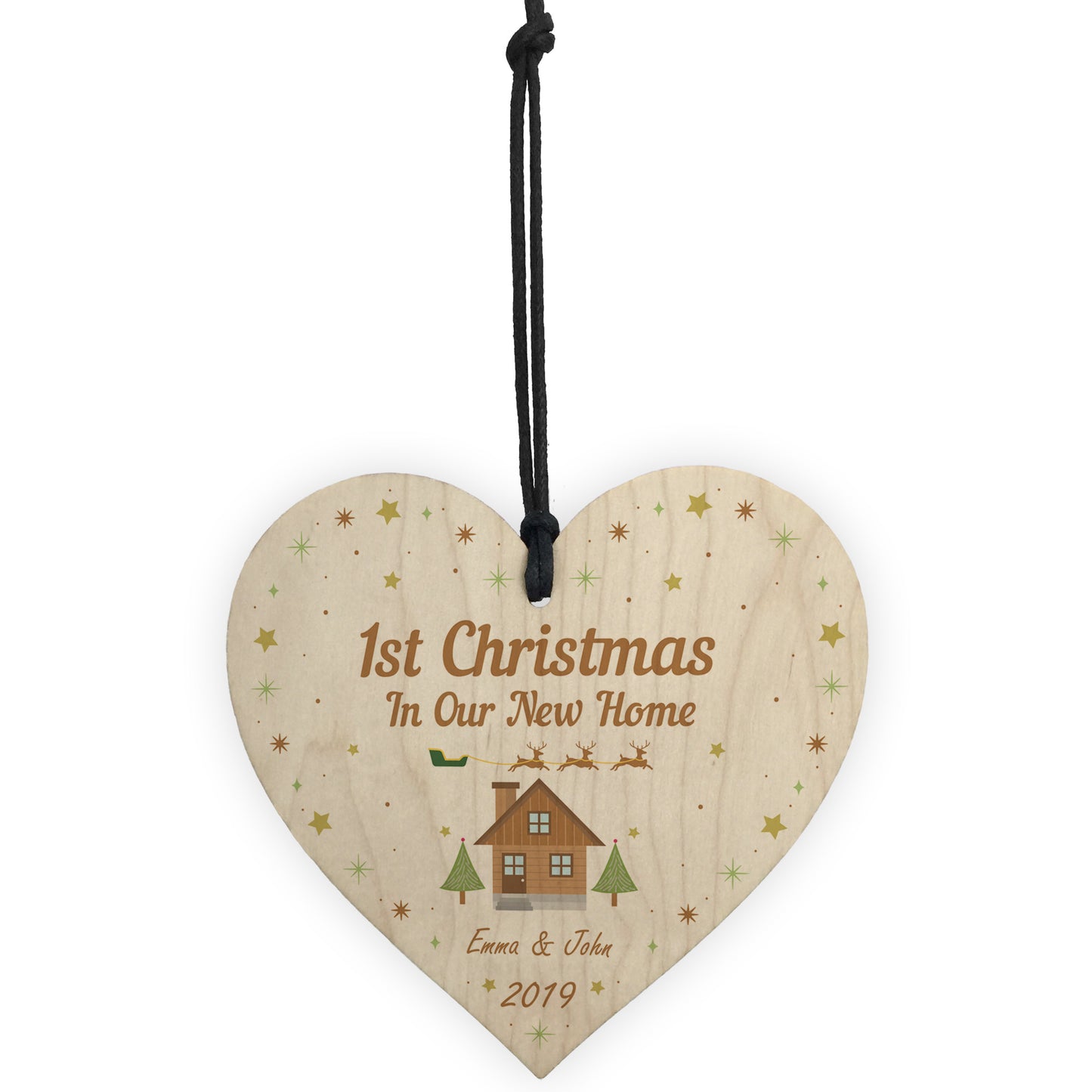 1st Christmas In New Home Bauble Wooden Heart 1st Xmas Bauble