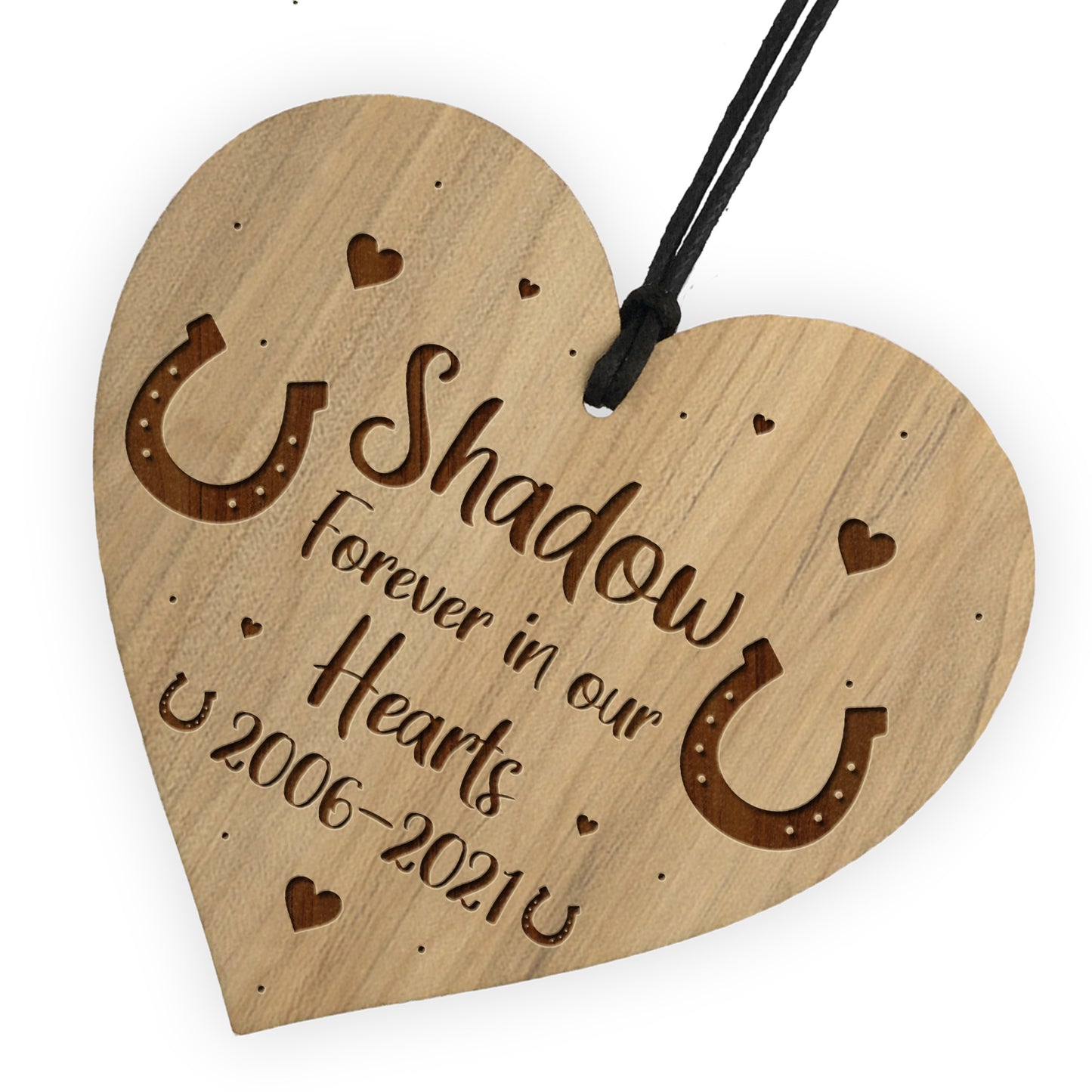 Personalised Memorial Plaque For Horse Pony Engraved Wood Heart