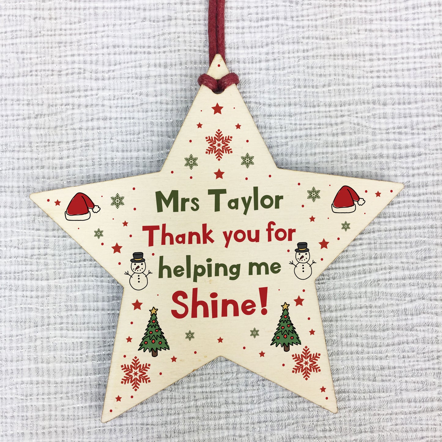 Christmas Gift For Teacher Teaching Assistant Personalised Star