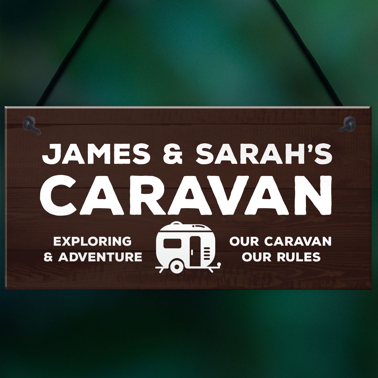 Personalised Caravan Sign Hanging Door Wall Plaque Campervan