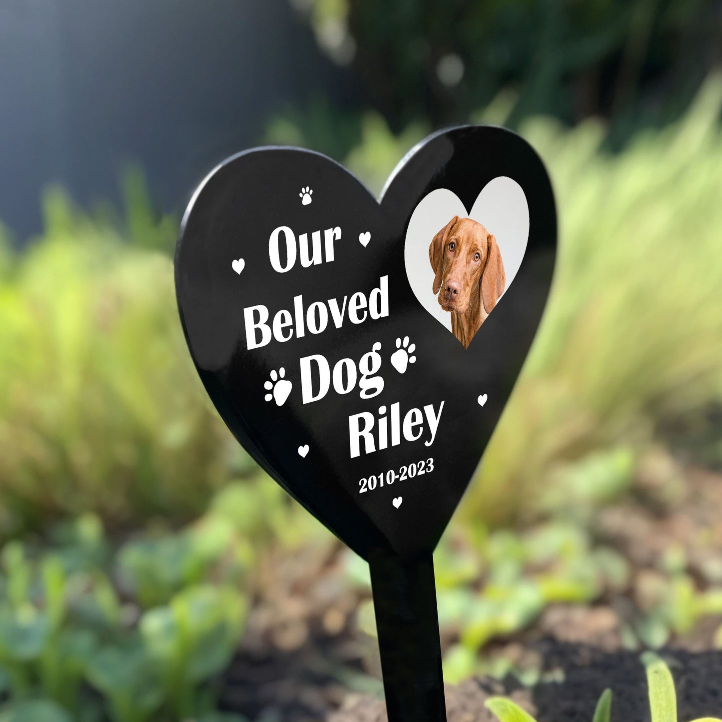 Personalised Memorial Heart Grave Marker Plaque For Pet Cat Dog