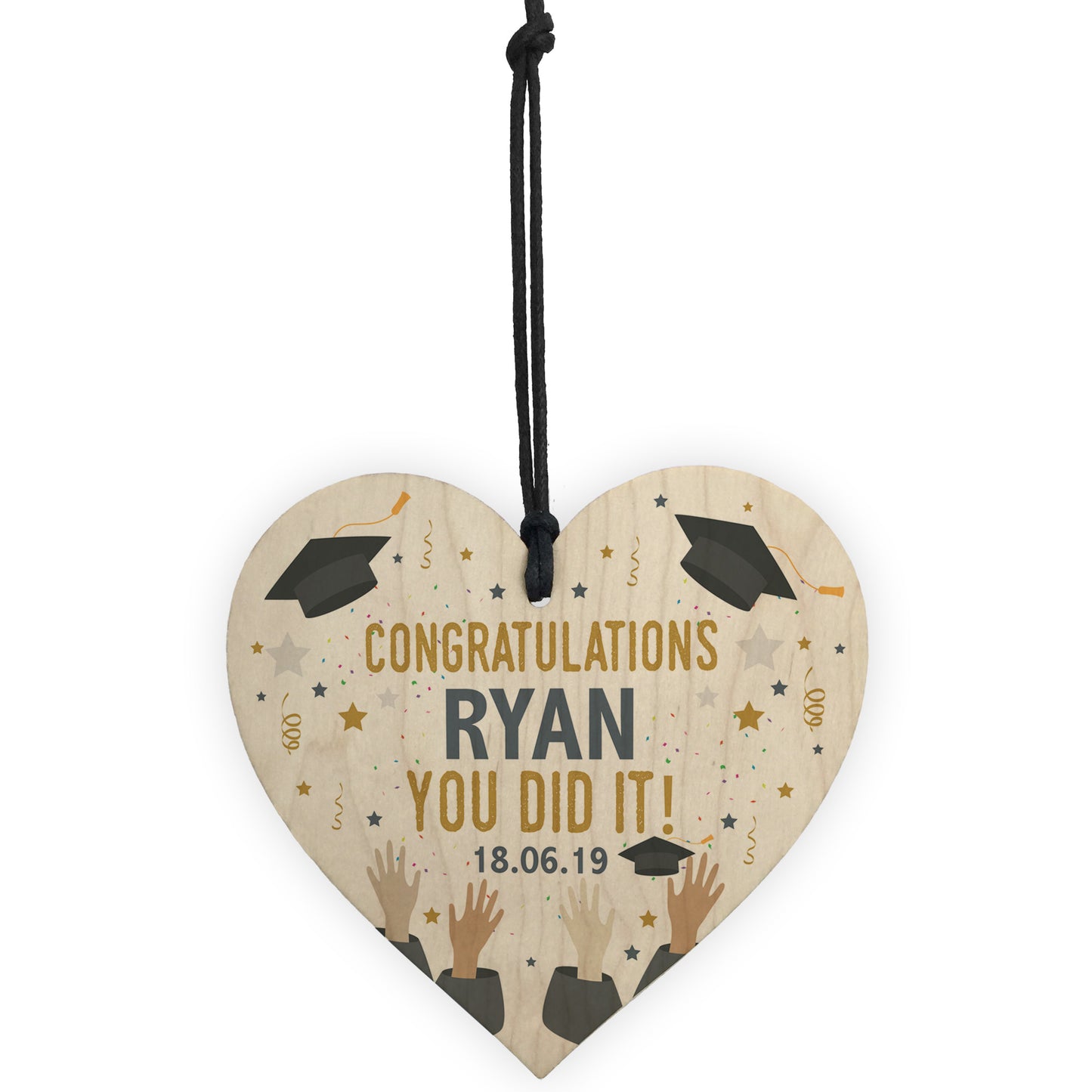 PERSONALISED Graduation Congratulations Wood Heart Graduate Gift