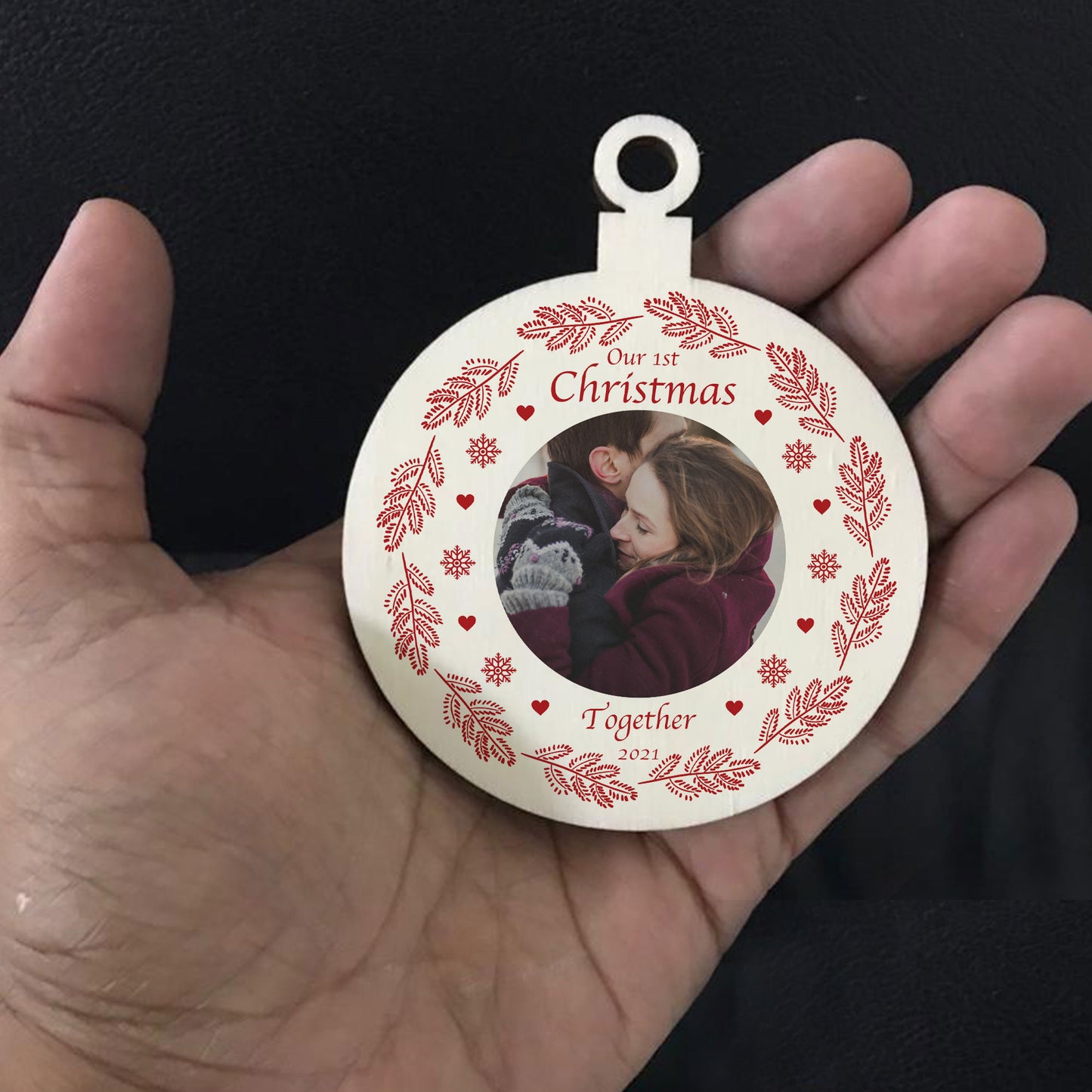 1st Christmas Together Bauble Personalised Photo Wooden Bauble