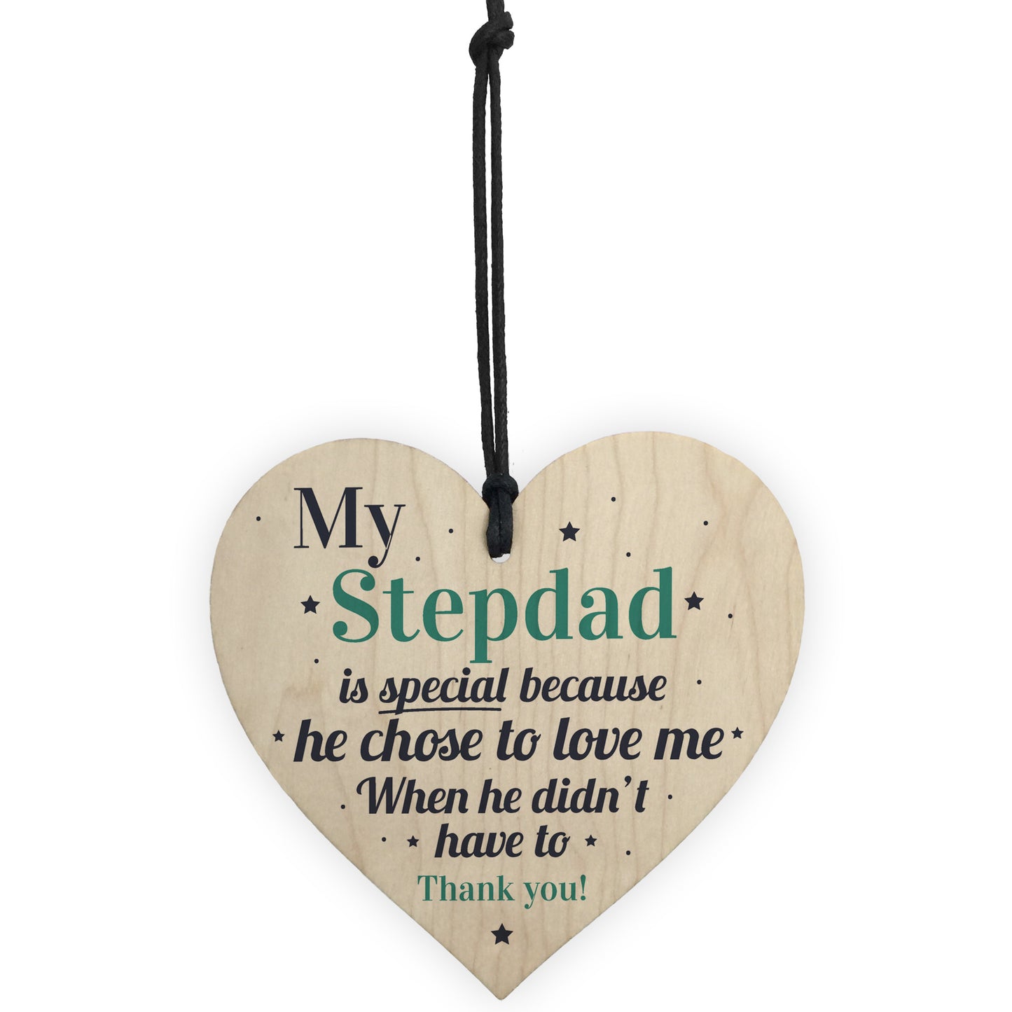 Stepdad Dad Wood Heart FATHERS DAY Gifts For Him Daughter Son