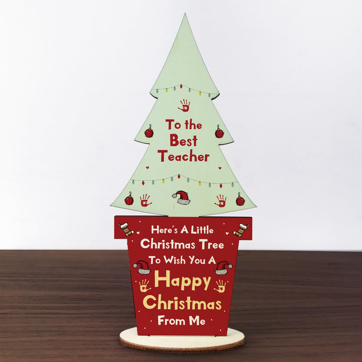 Christmas Best Teacher Gift Wood Christmas Tree Decoration