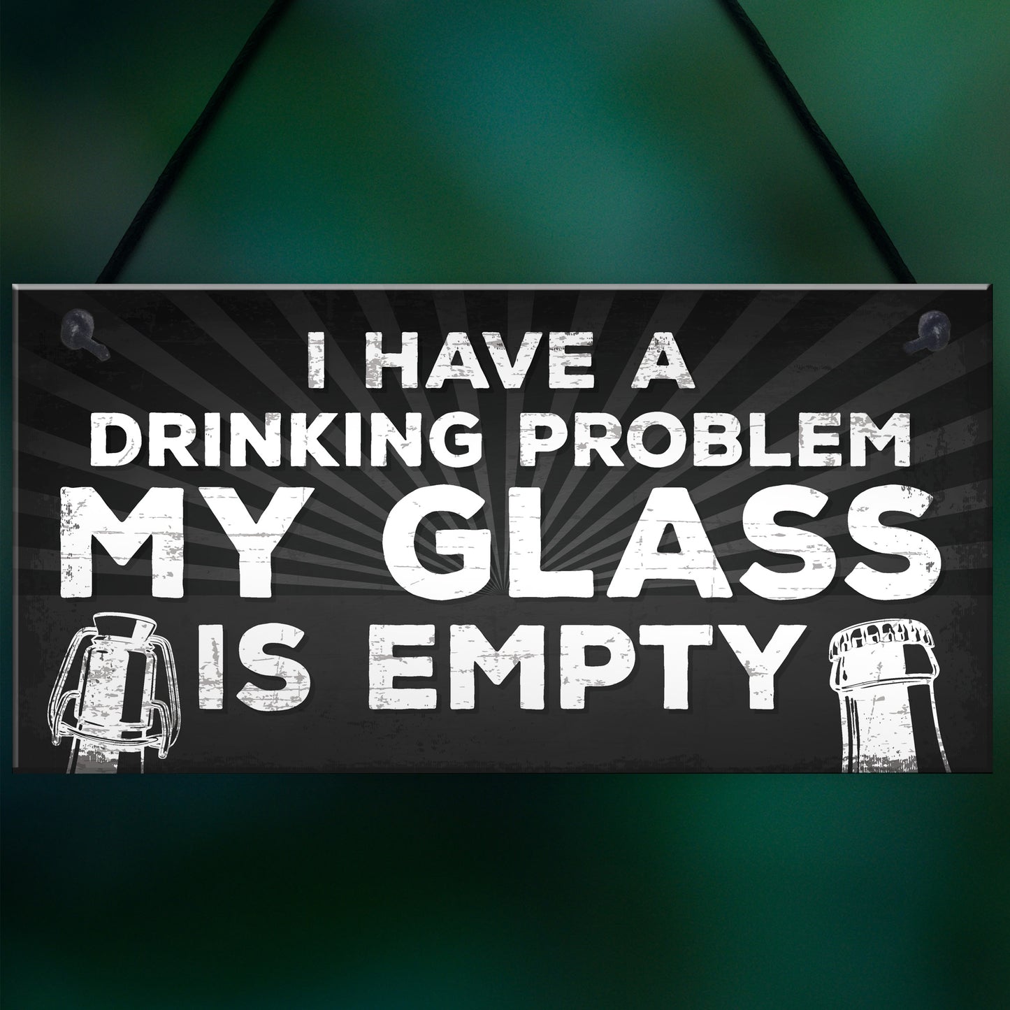 GLASS IS EMPTY Funny Alcohol Sign Bar Pub Man Cave Plaque