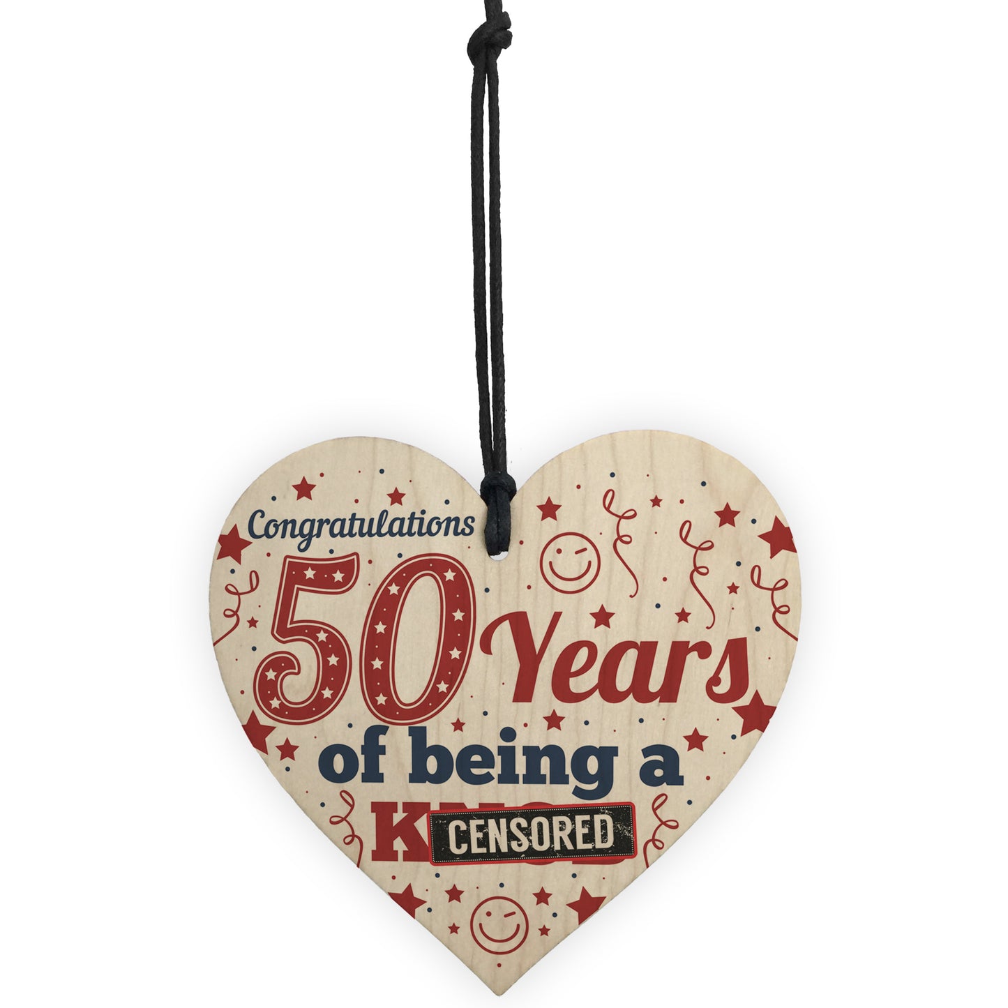 50th Birthday Gift For Friend Dad Funny Novelty Wooden Heart