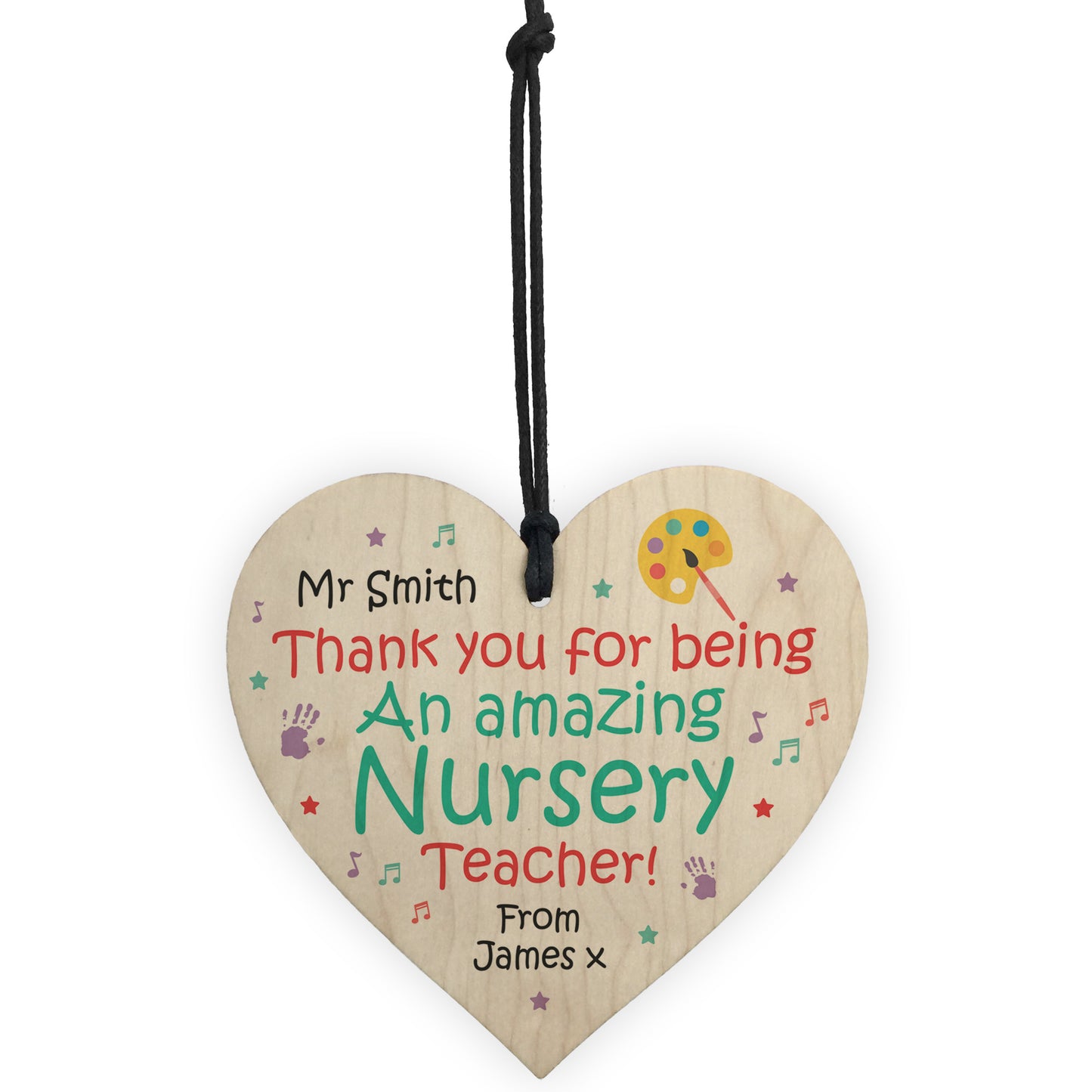 Personalised Wooden Teachers Gift Heart Plaque Nursery Teacher