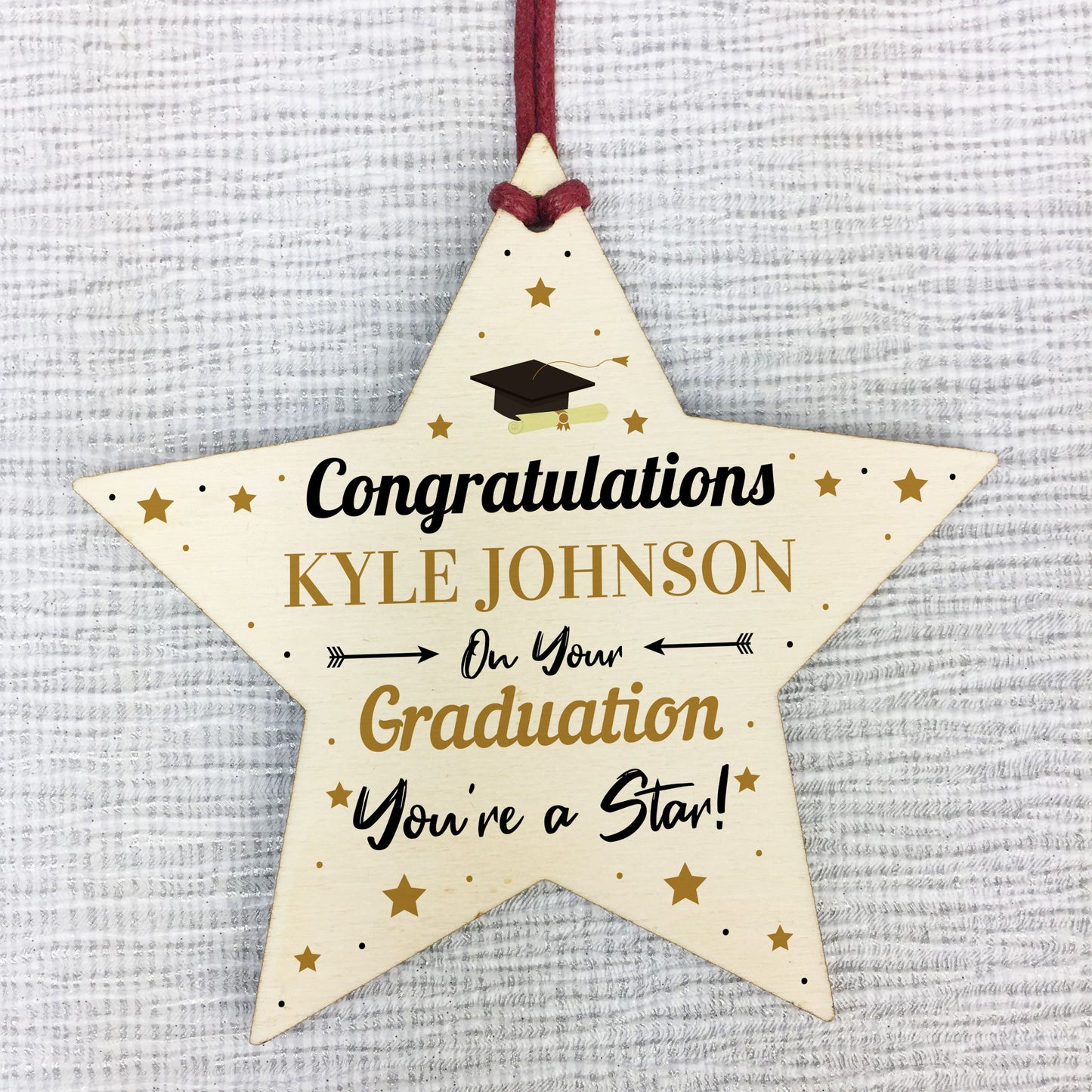 Graduation Gift Personalised Congratulations Wood Star Leaving