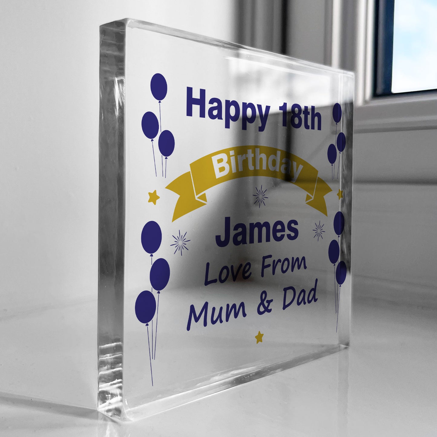 Personalised Birthday Gift For Him Men Acrylic Block 16th 18th