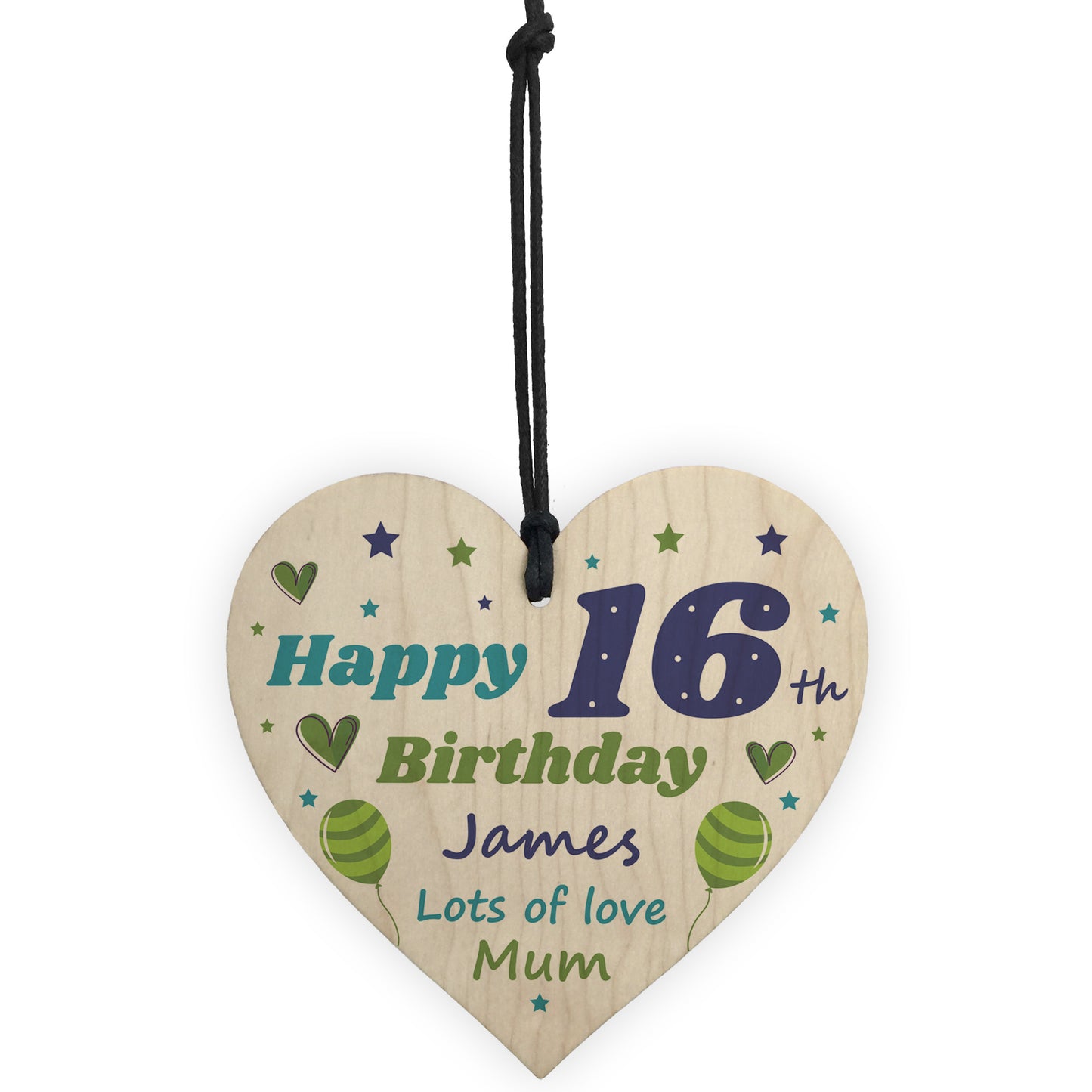 16th Birthday PERSONALISED Wood Heart Gift For Son Novelty