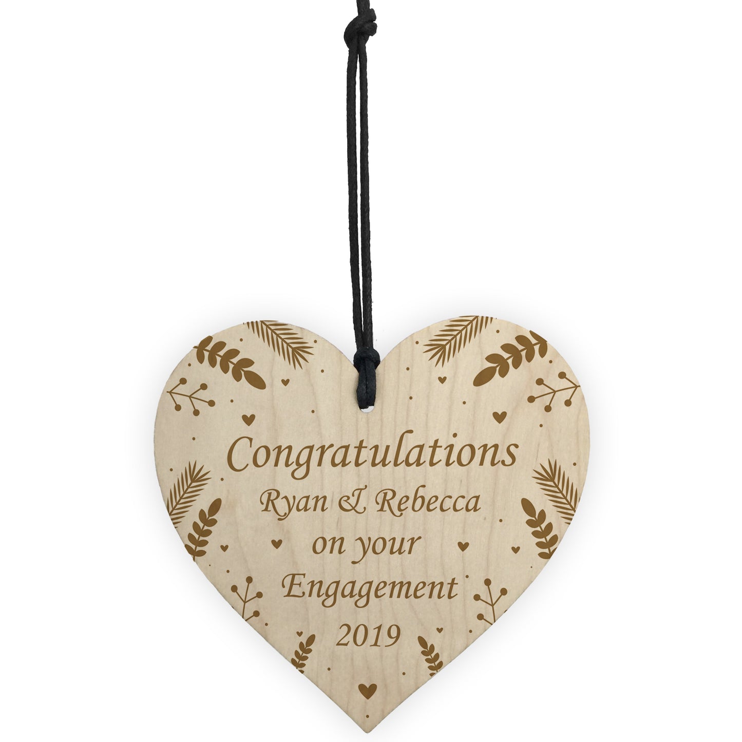 Congratulations On Your Engagement Wooden Heart Personalised