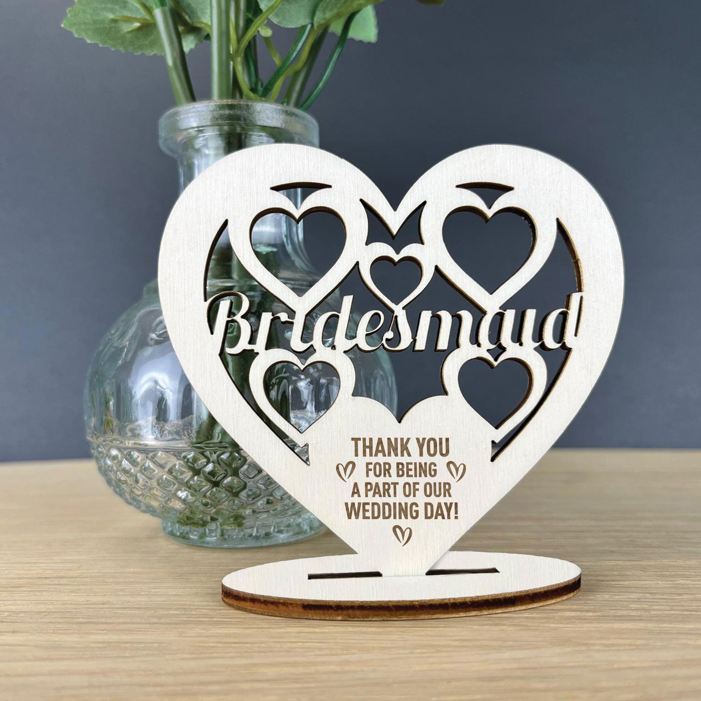 Thank You Gift For Bridesmaid Wood Heart Bridesmaid Gifts