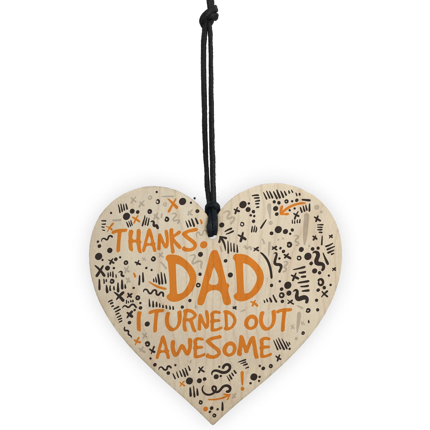 Thanks Dad Awesome Wooden Heart FATHERS DAY Gifts Son Thank You