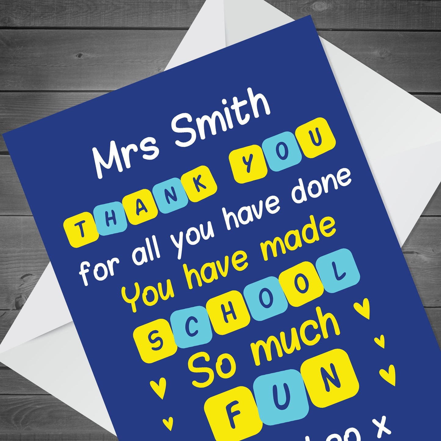 Thank You Teacher Greetings Card Appreciation Card Personalised