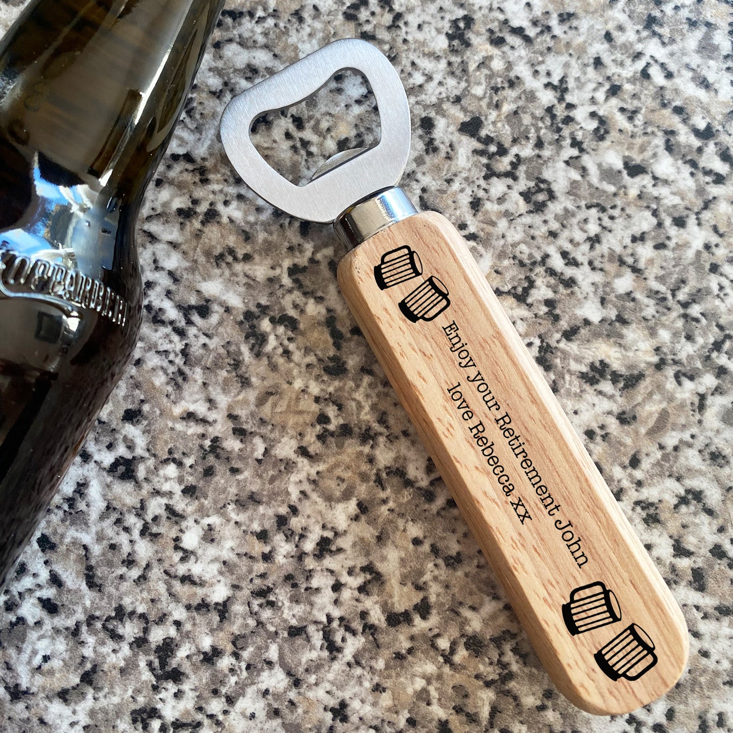 PERSONALISED Retirement Gift For Men Wooden Bottle Opener