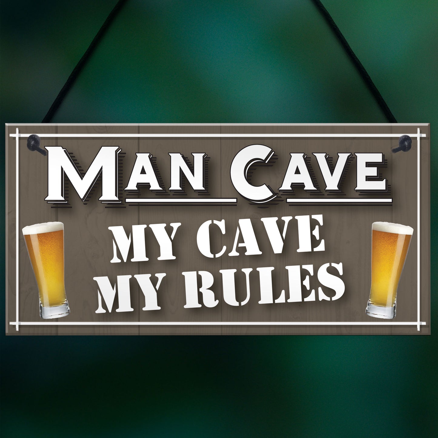 My Cave My Rules Man Cave Home Bar Pub Husband Hanging Plaque