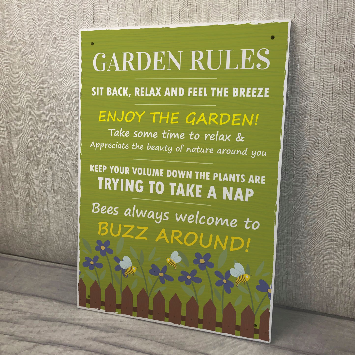 A4 Funny Garden Rules Wall Plaque Novelty Outdoor Decor Garden