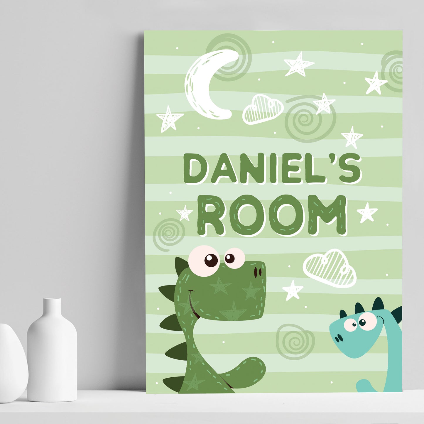 Personalised Nursery Decor Boys Bedroom Sign Dinosaur Print Gift