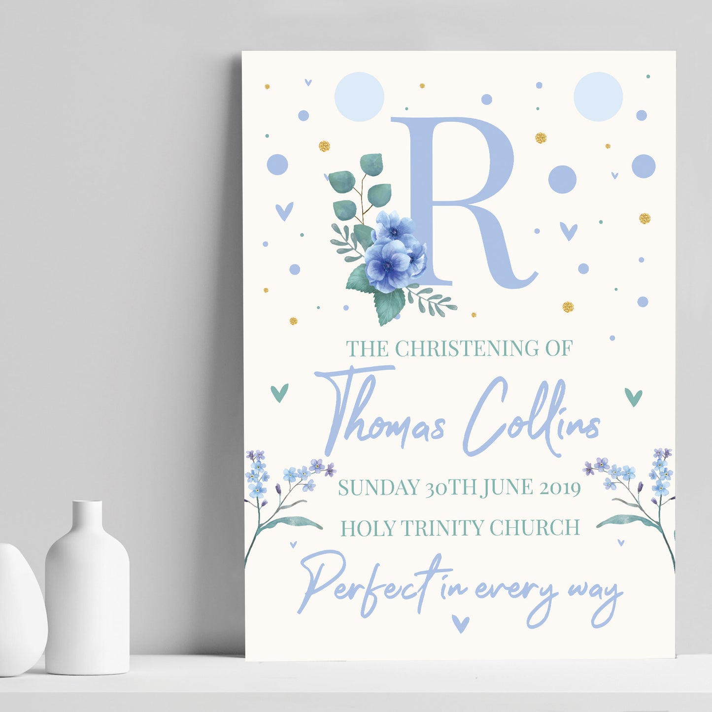 Baby Boy Christening Gift Personalised Print Keepsake Gift