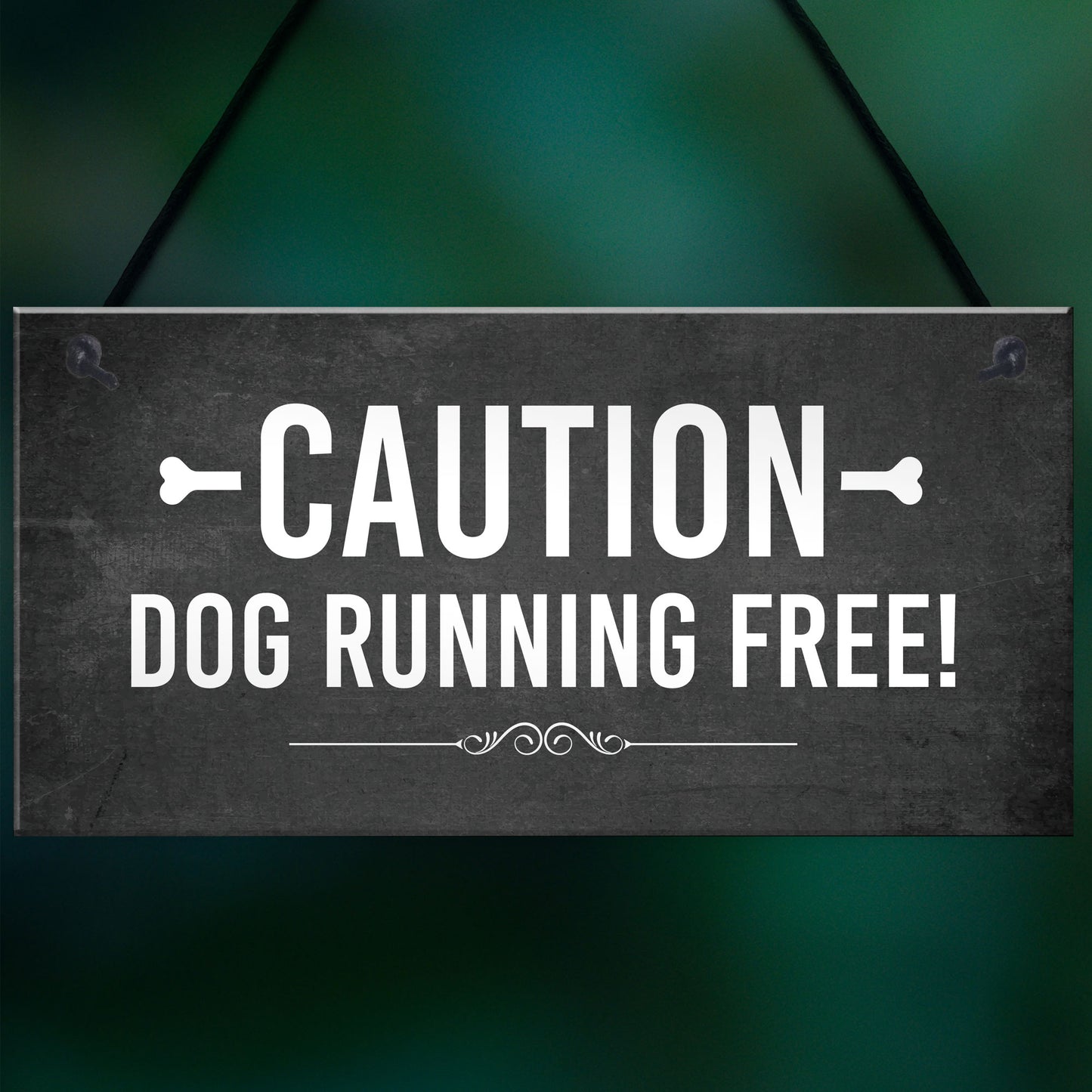 CAUTION Dog Running Free Sign Gate Sign Fence Sign Garden Plaque