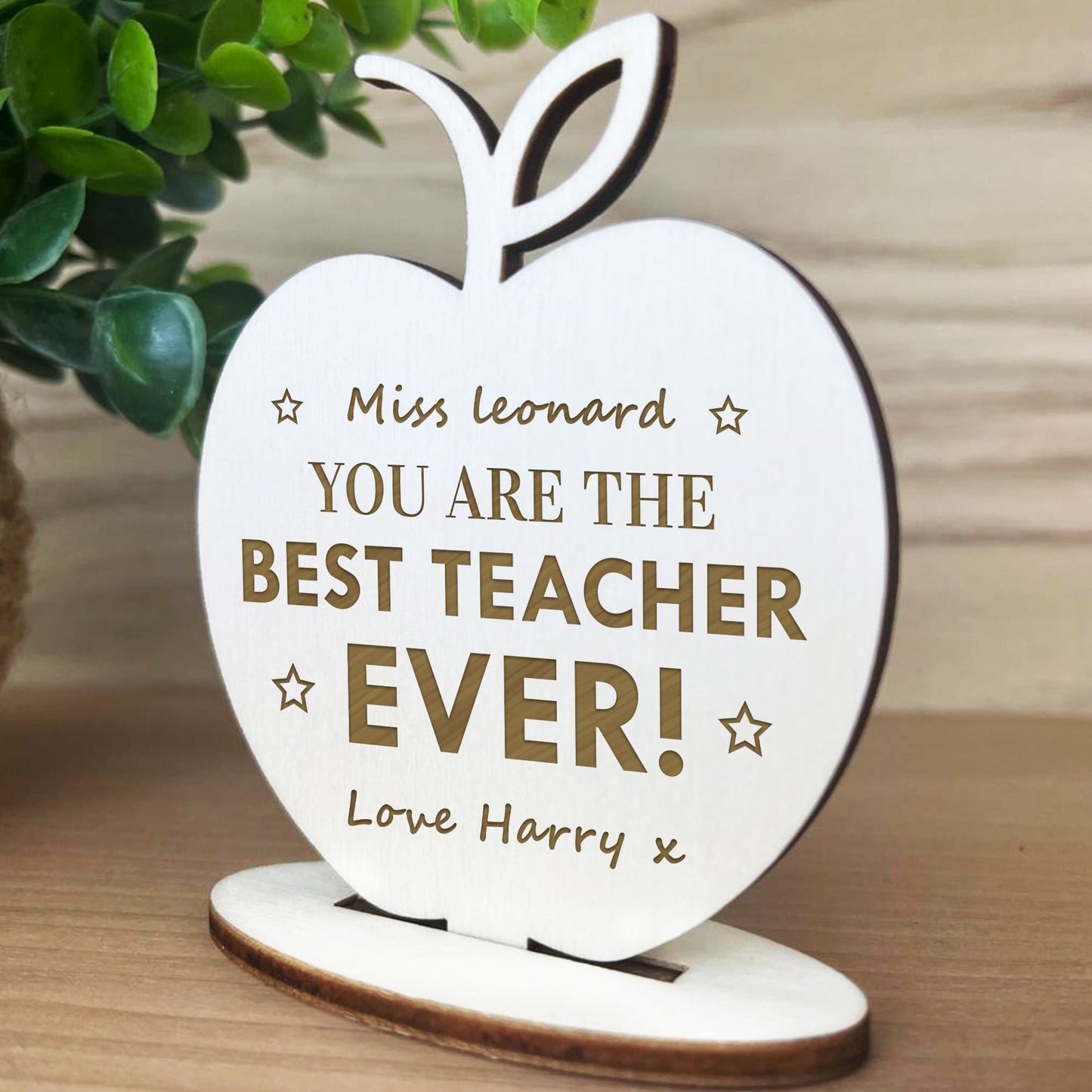 Thank You Teacher Gift Wooden Sign Apple Nursery School Gift