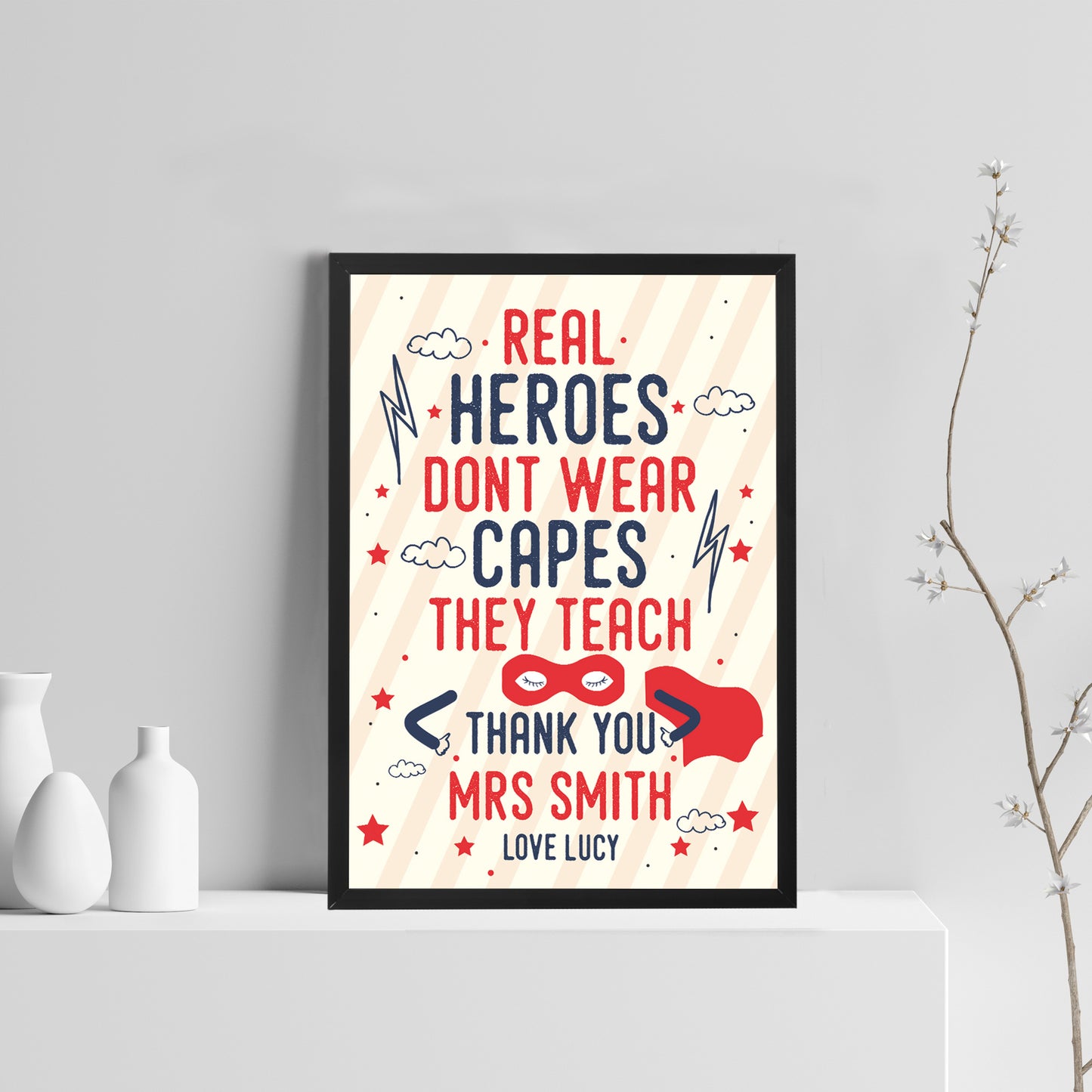 Superhero Personalised Print Thank You Teacher Assistant Leaving