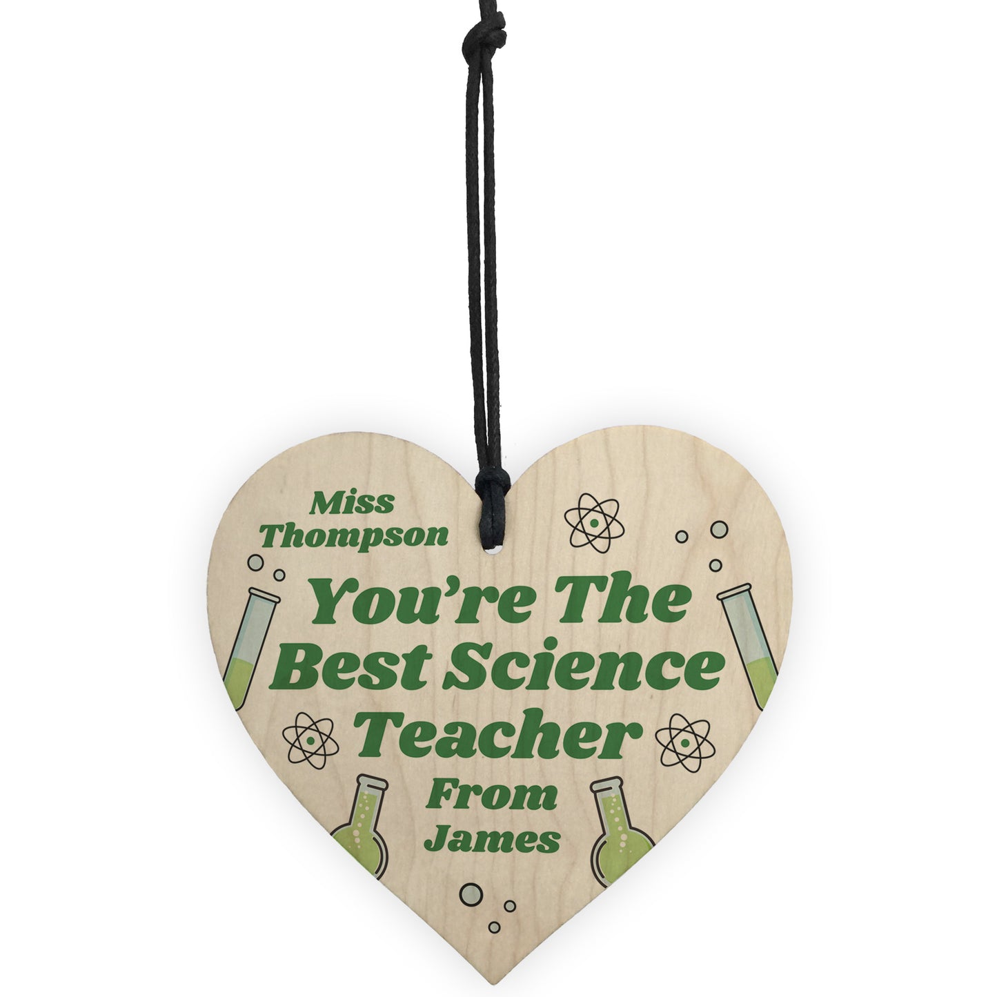 Personalised Teacher Heart Plaque Thank You Gift Science Teacher