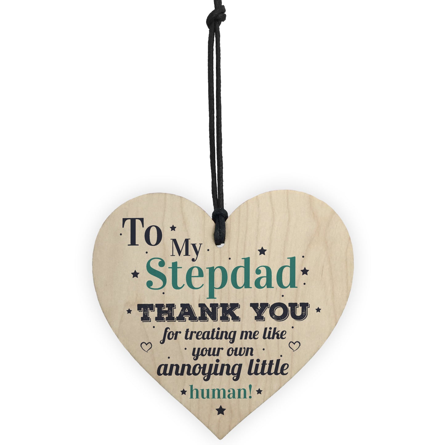 Stepdad Dad Thank You Wood Heart FATHERS DAY Gift For Him