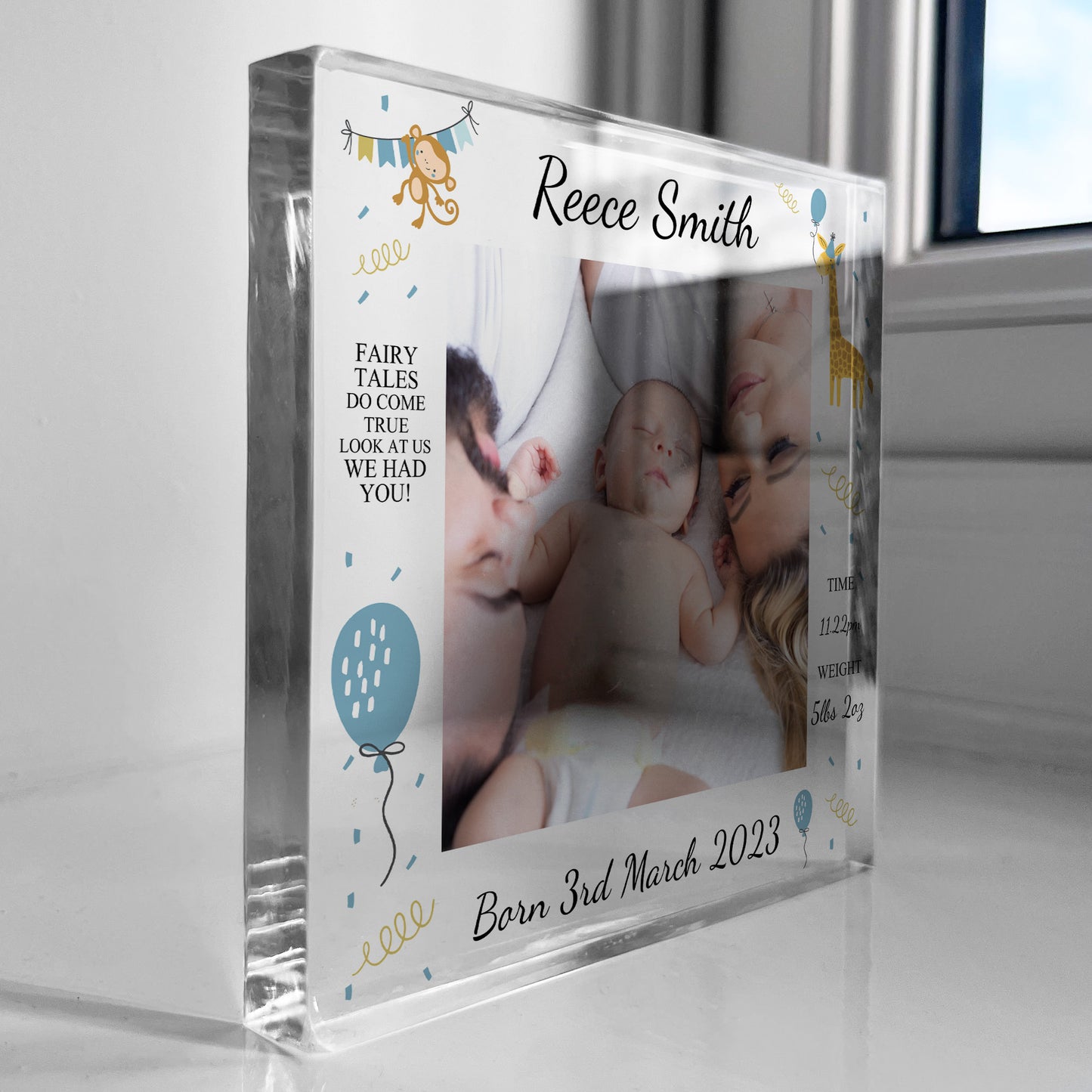 Personalised Baby Gift Photo Block Birth Details Nursery Decor