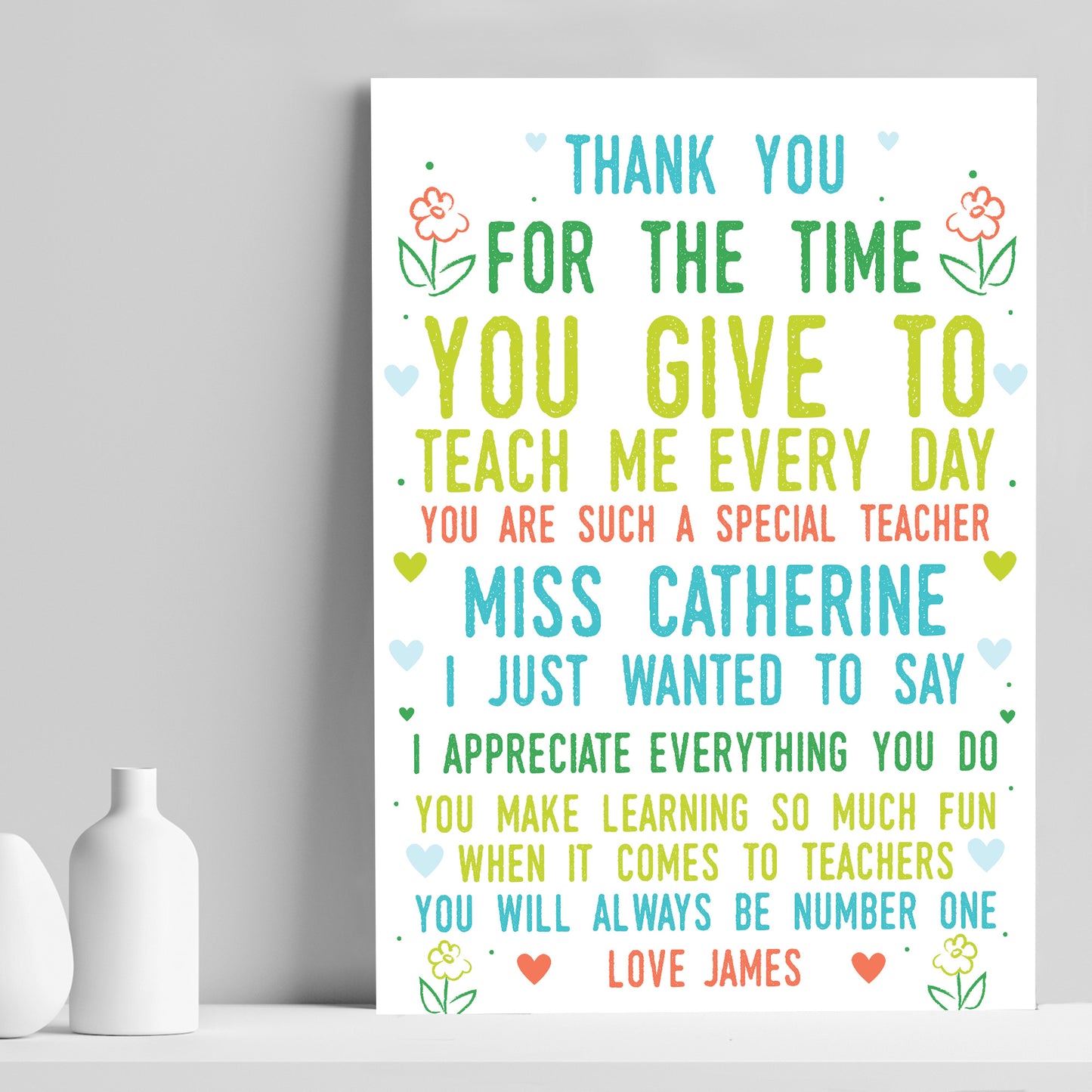 Thank You Poem Personalised Print Best Teacher Assistant Leaving