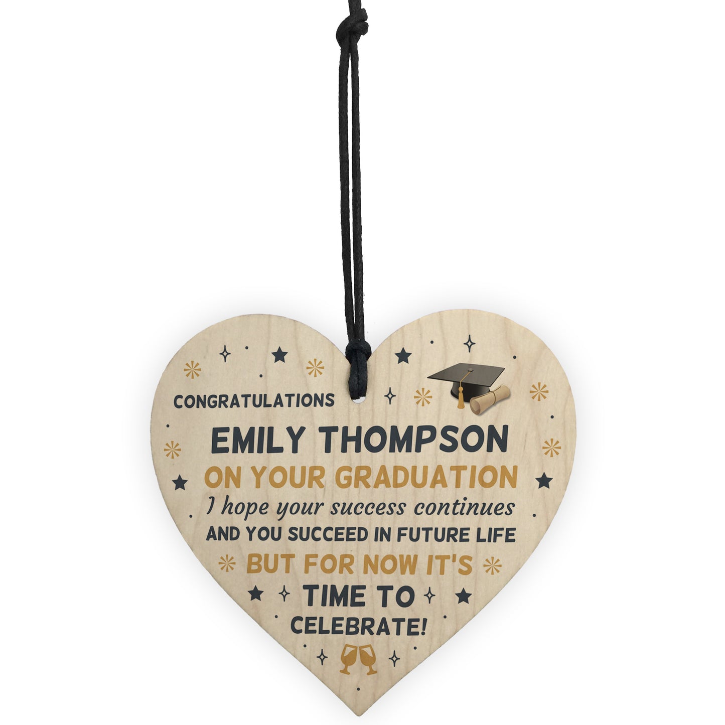 Personalised Congratulations On Your Graduation Gift Wood Heart