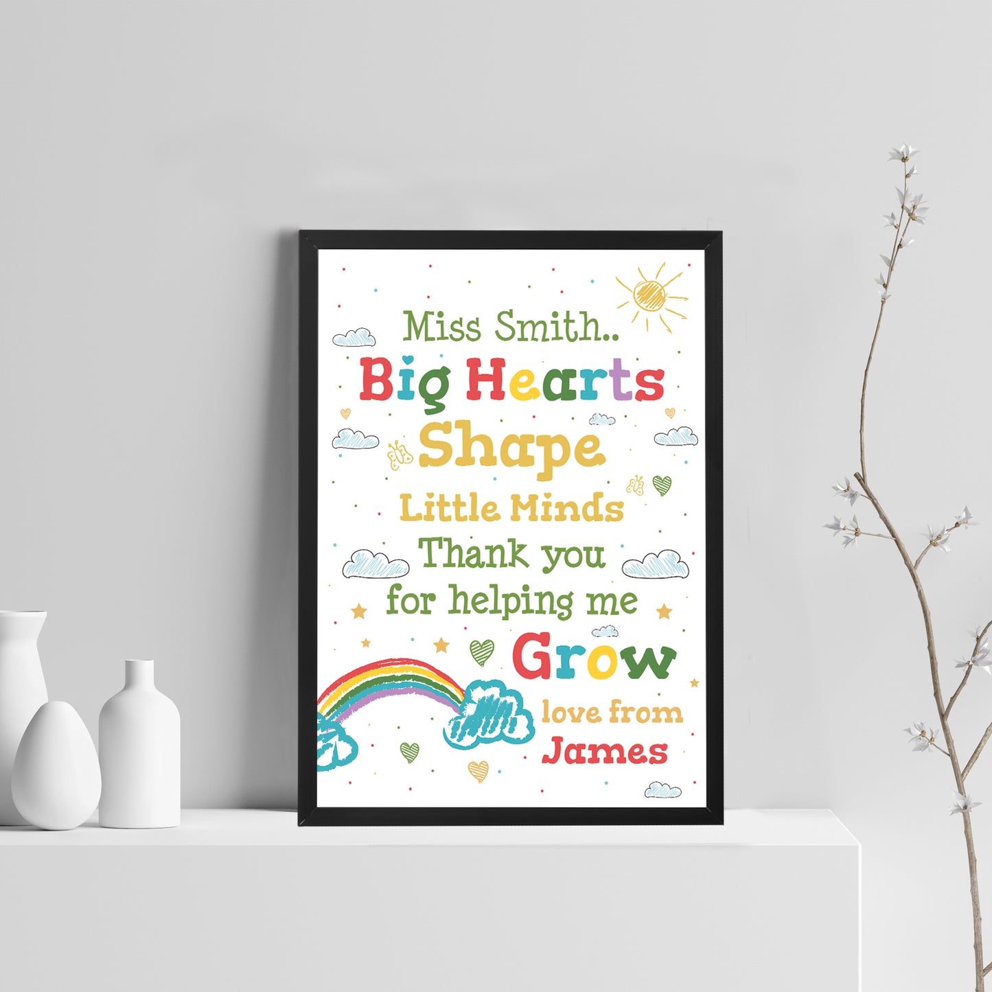 Personalised TEACHER Thank You Gift Framed Quote Print Gifts