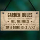 Garden Rules Sign Hanging Door Wall Plaque Outdoor Plaques