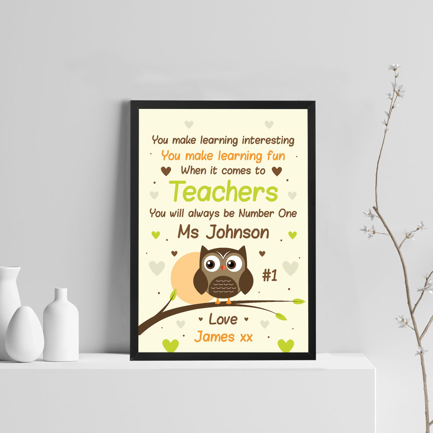 Personalised Thankyou Teacher And Assistant Leaving School Gift