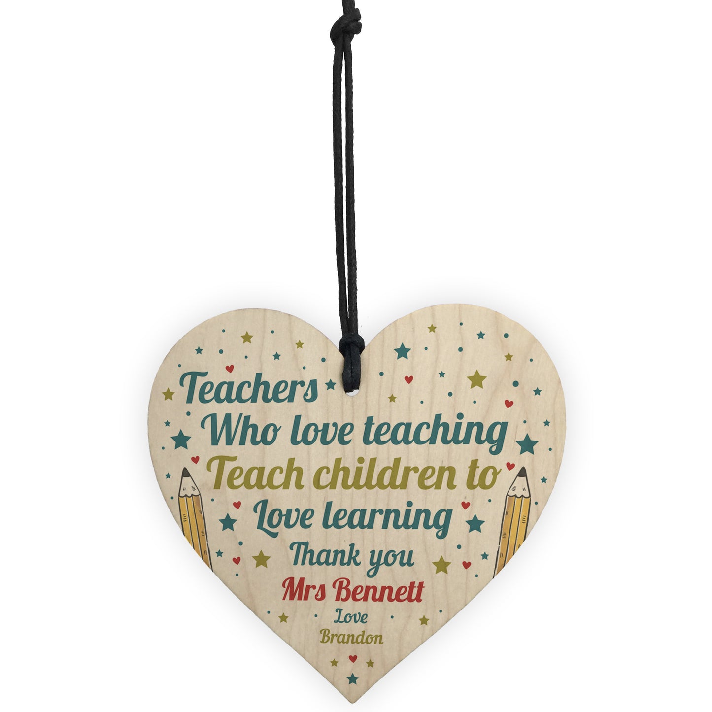 Personalised Best Teacher Gift Thank You Wooden Heat Leaving