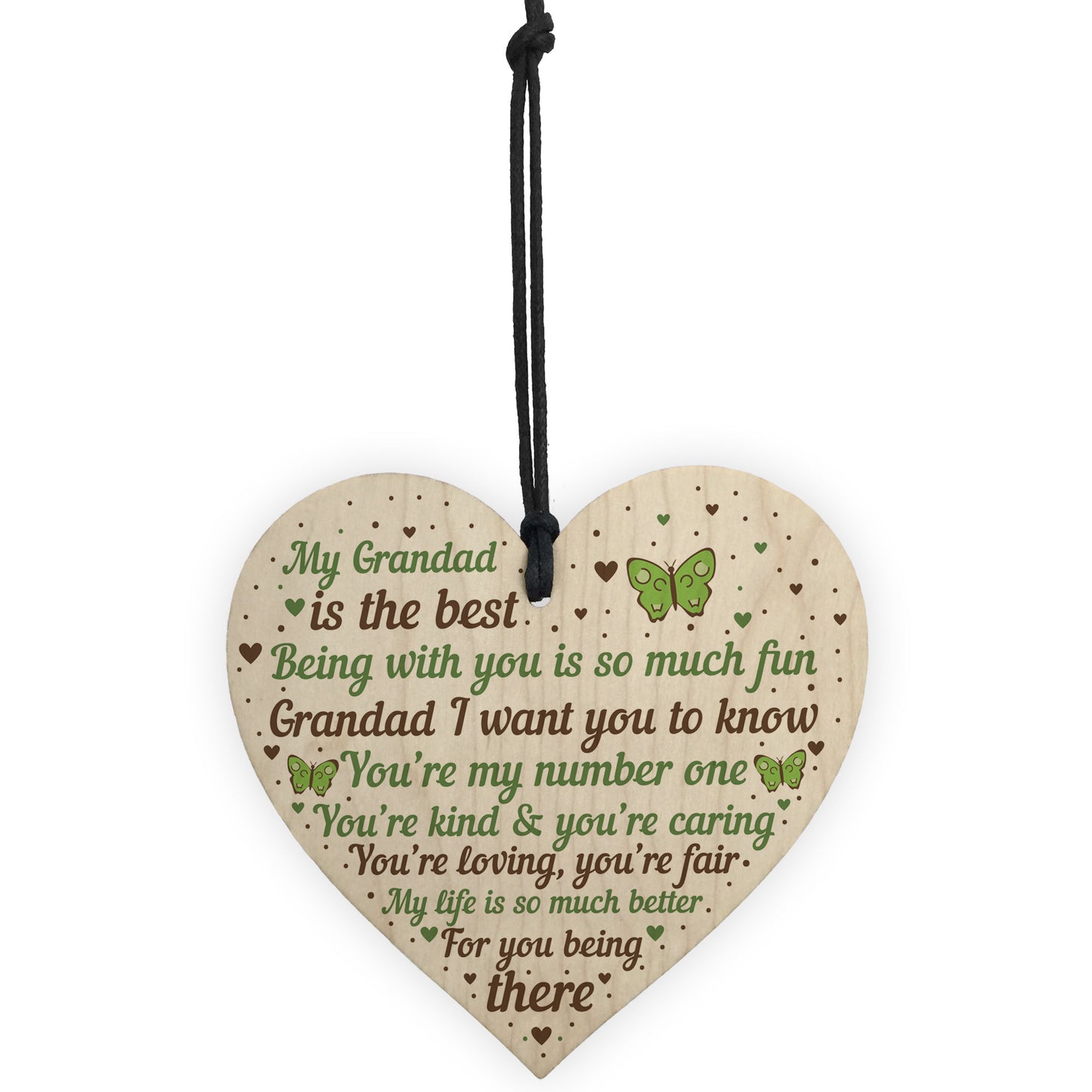 Special Gift For Grandad Wood Heart Fathers Day Gift For Him