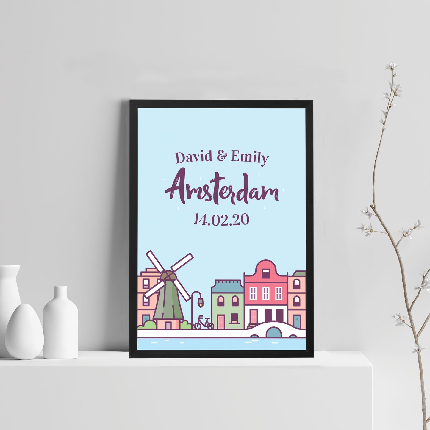 Personalised Amsterdam Framed Holiday Reveal Keepsake