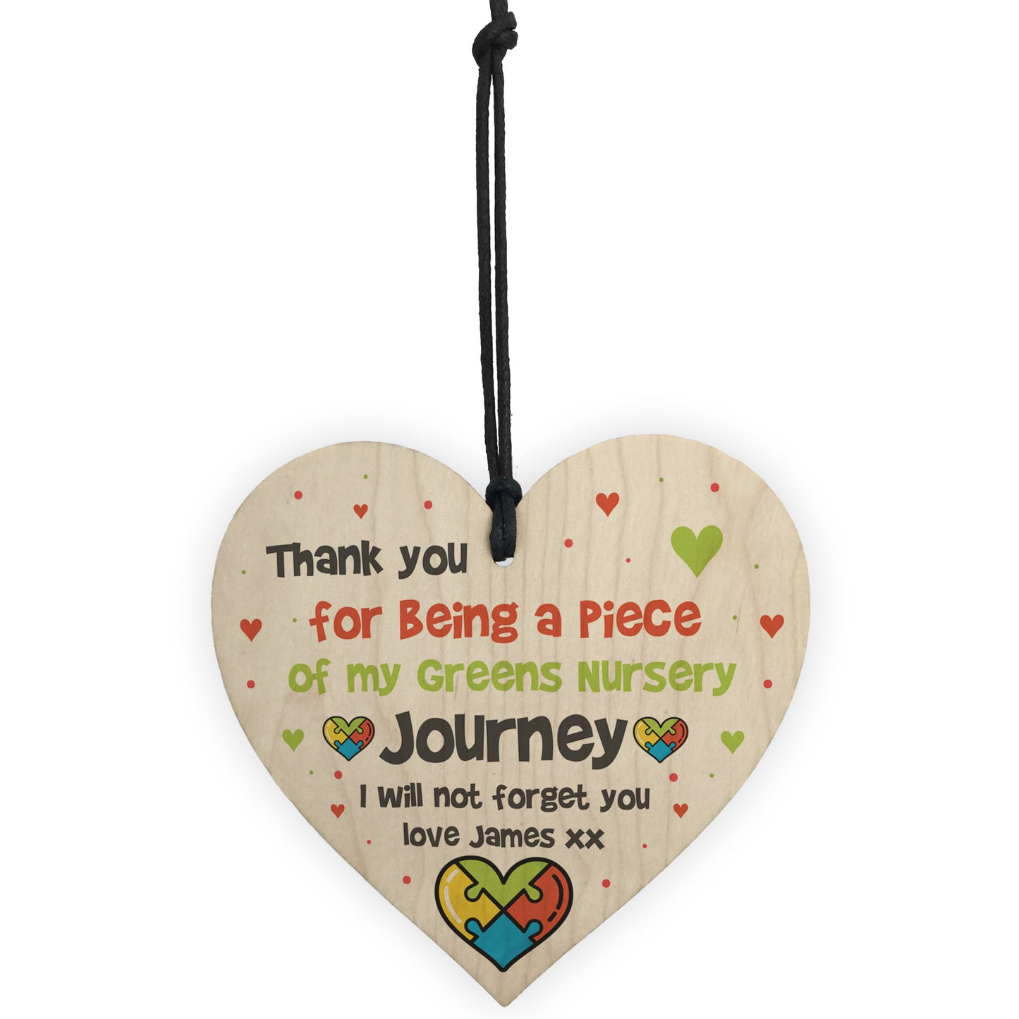 Nursery Gift Personalised Wood Heart Thank You Gift For Nursery