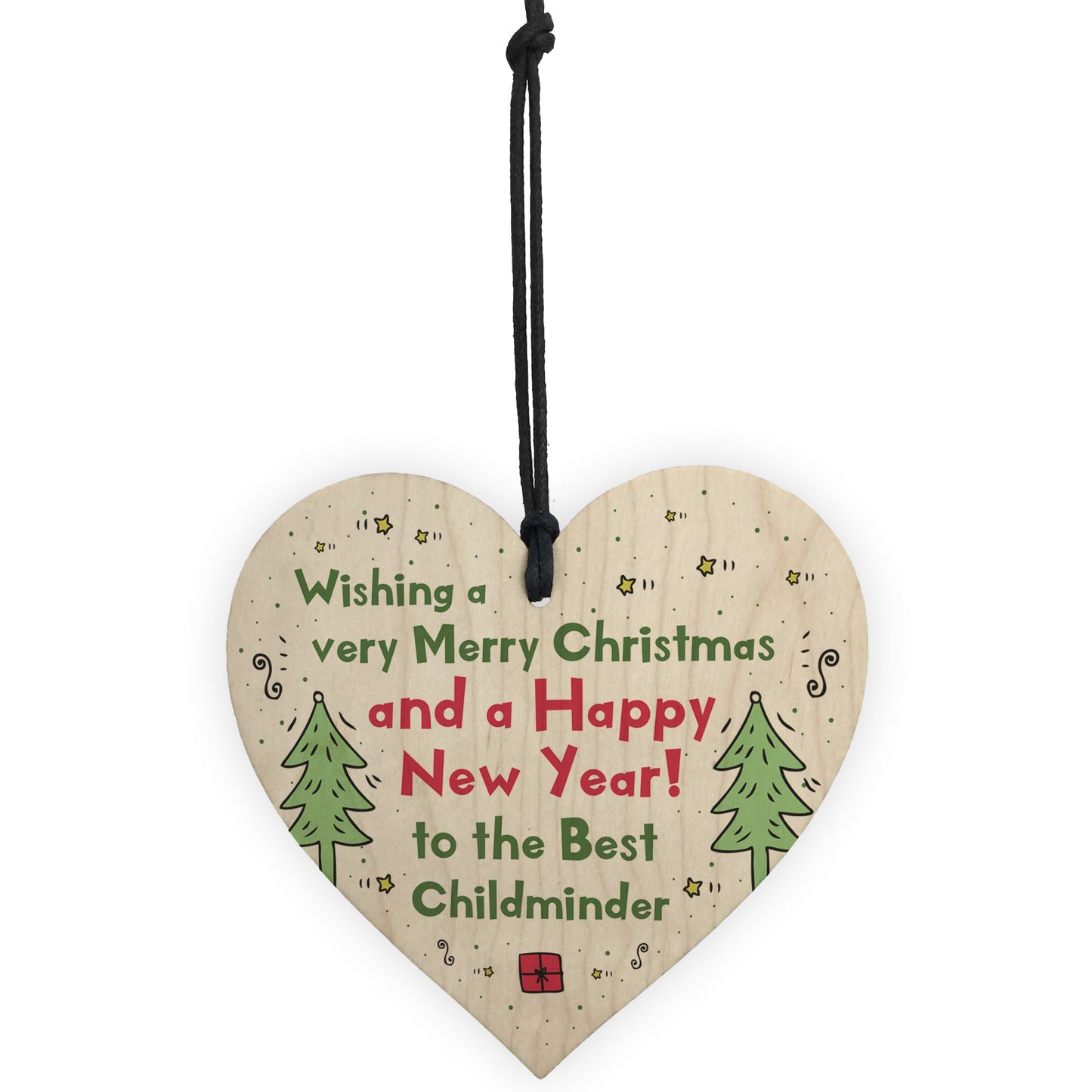 Handmade Christmas Gift For Childminder Wooden Heart Thank You