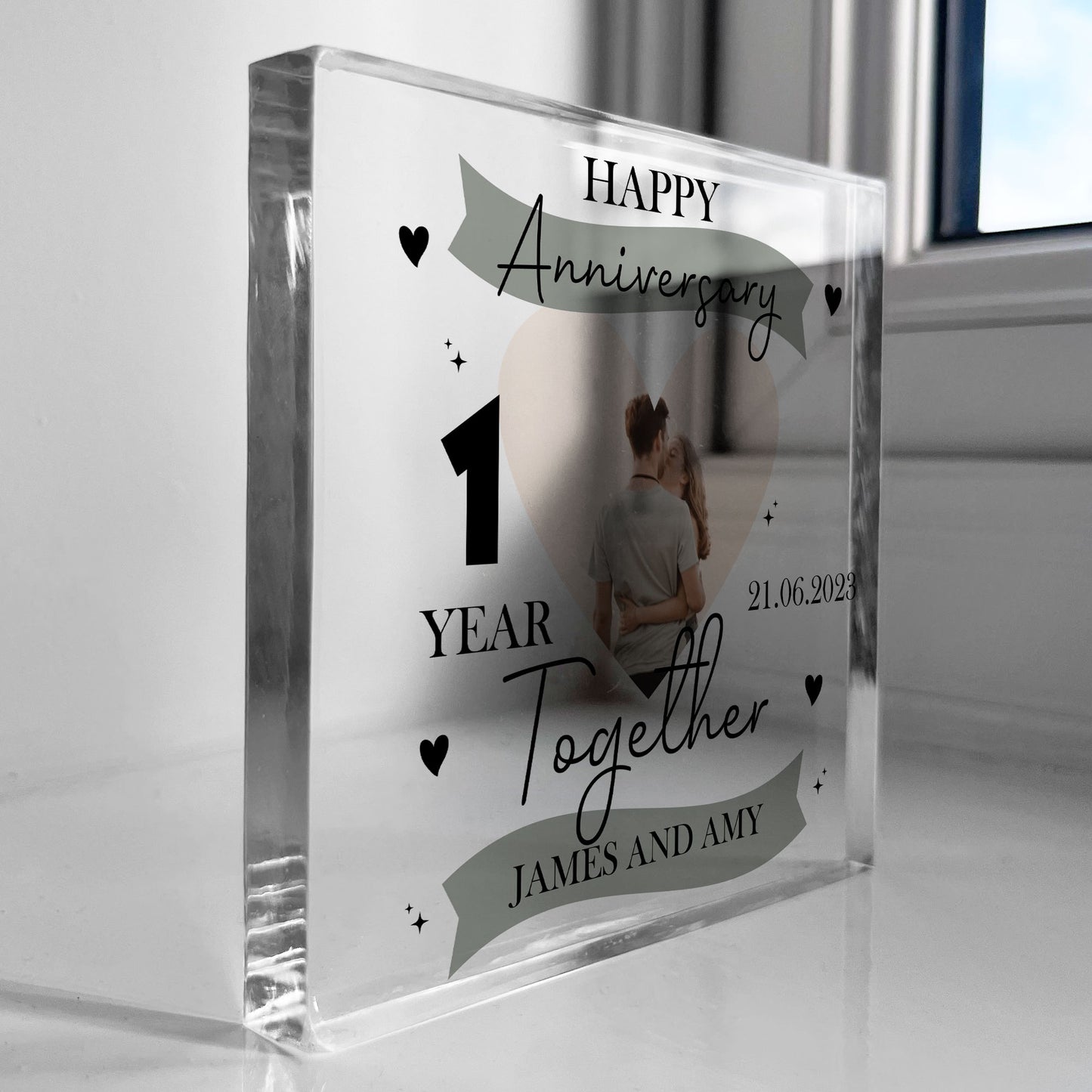 1st Anniversary Gift Personalised Photo Block Boyfriend