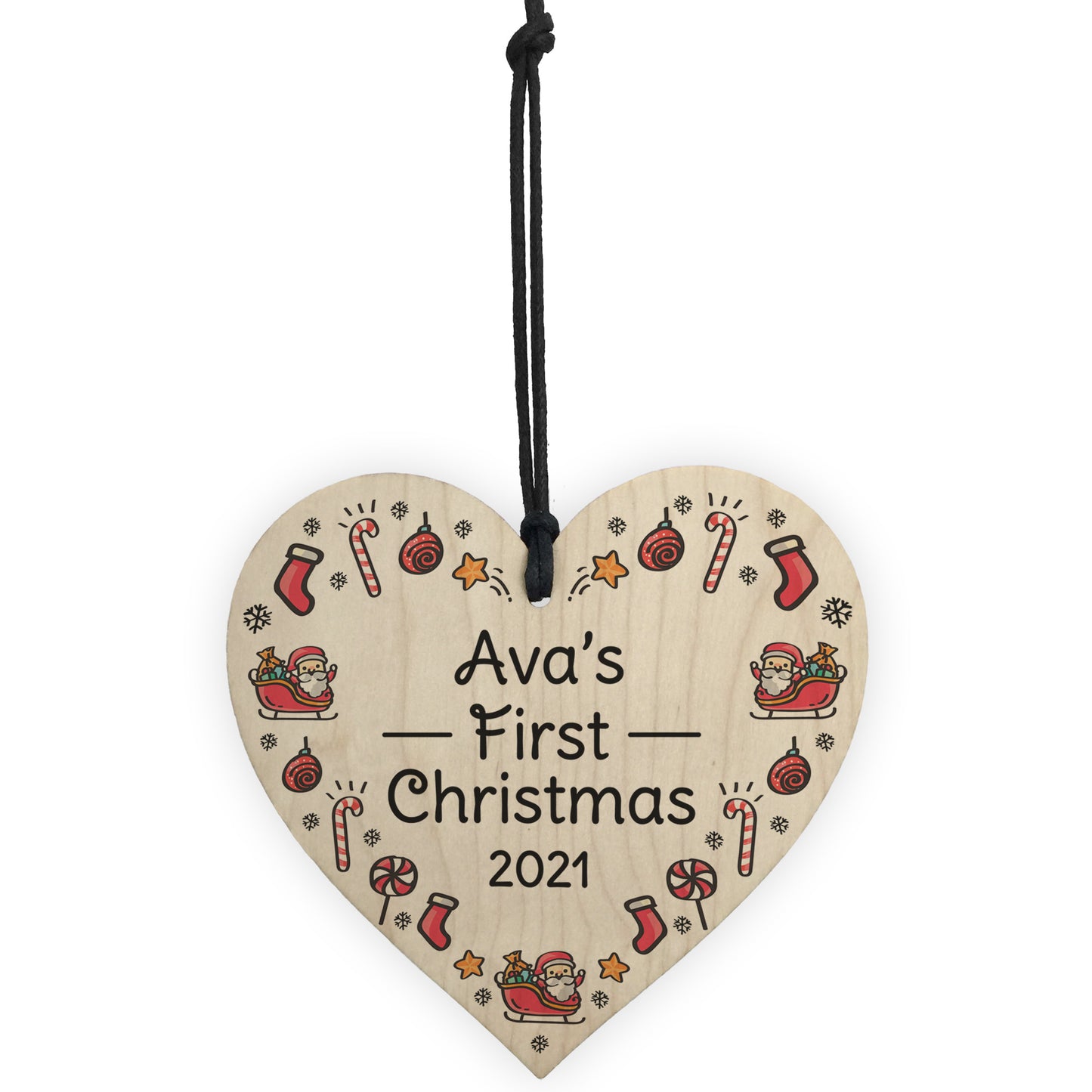 1st Christmas Bauble Tree Decoration Personalised New Baby Heart