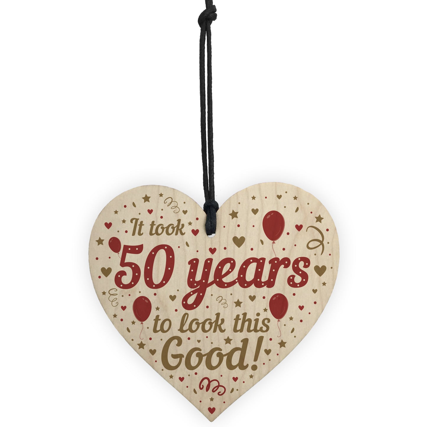 Funny 50th Birthday Gifts For Women Men Wooden Heart 50th