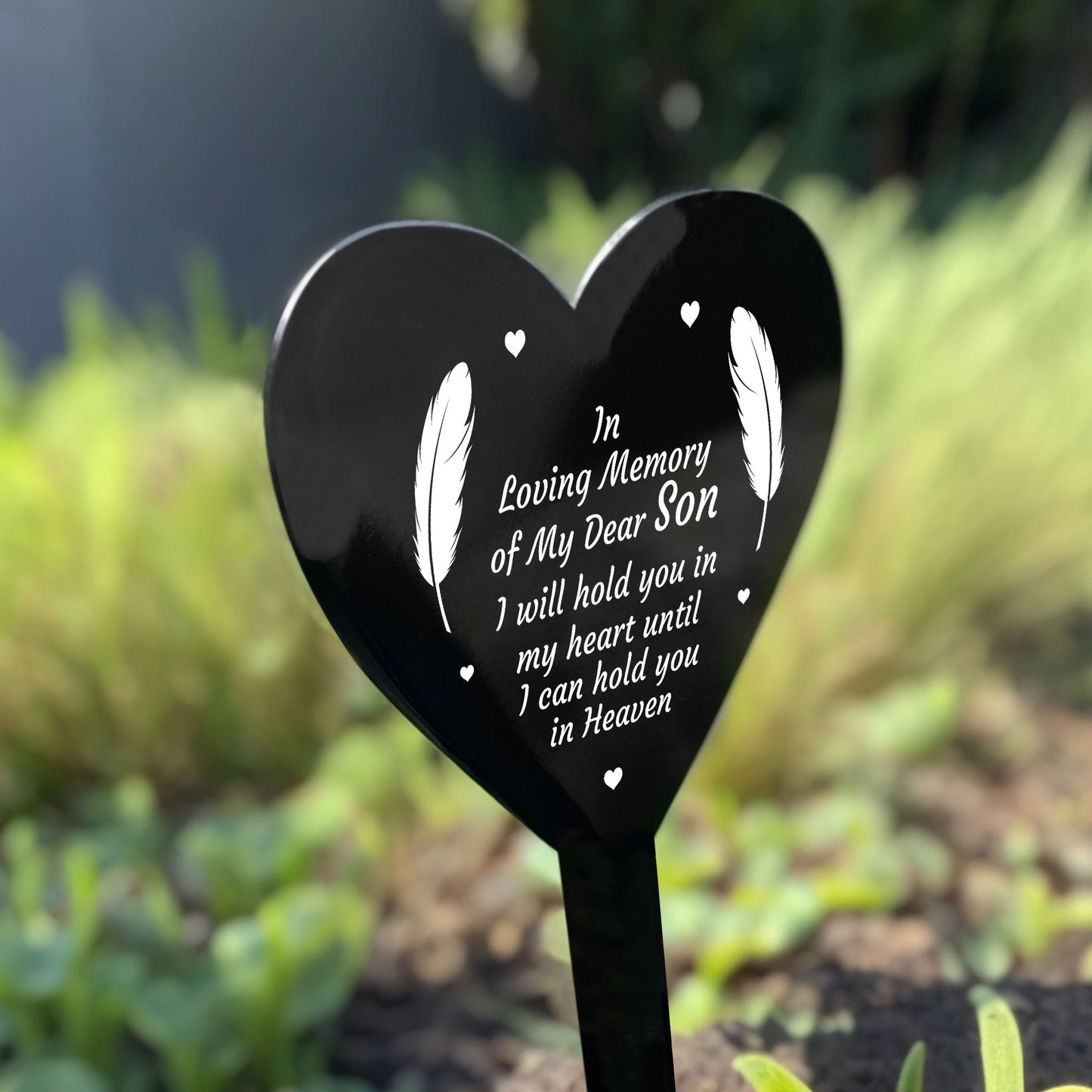 Son Memorial Plaque Heart Stake Grave Marker Remembrance Gift