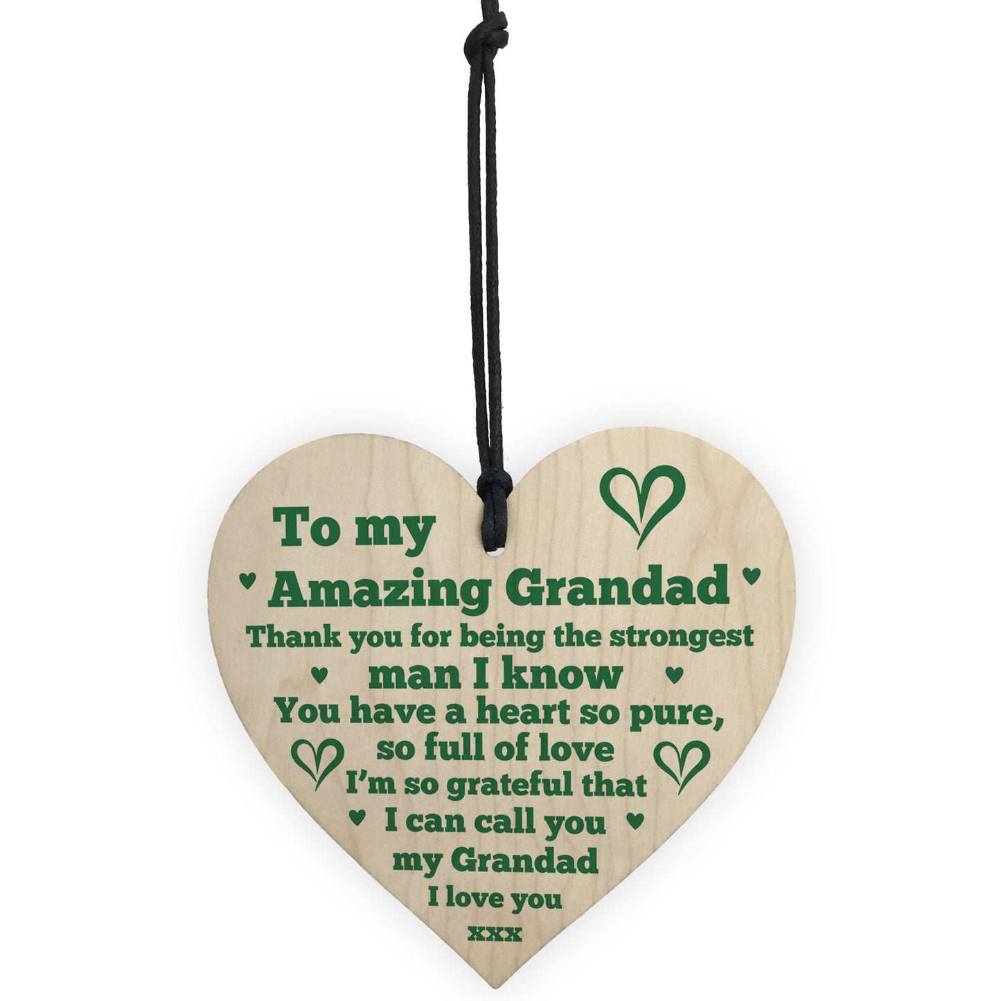 Grandad Gifts Hanging Wood Heart Birthday Fathers Day Gift