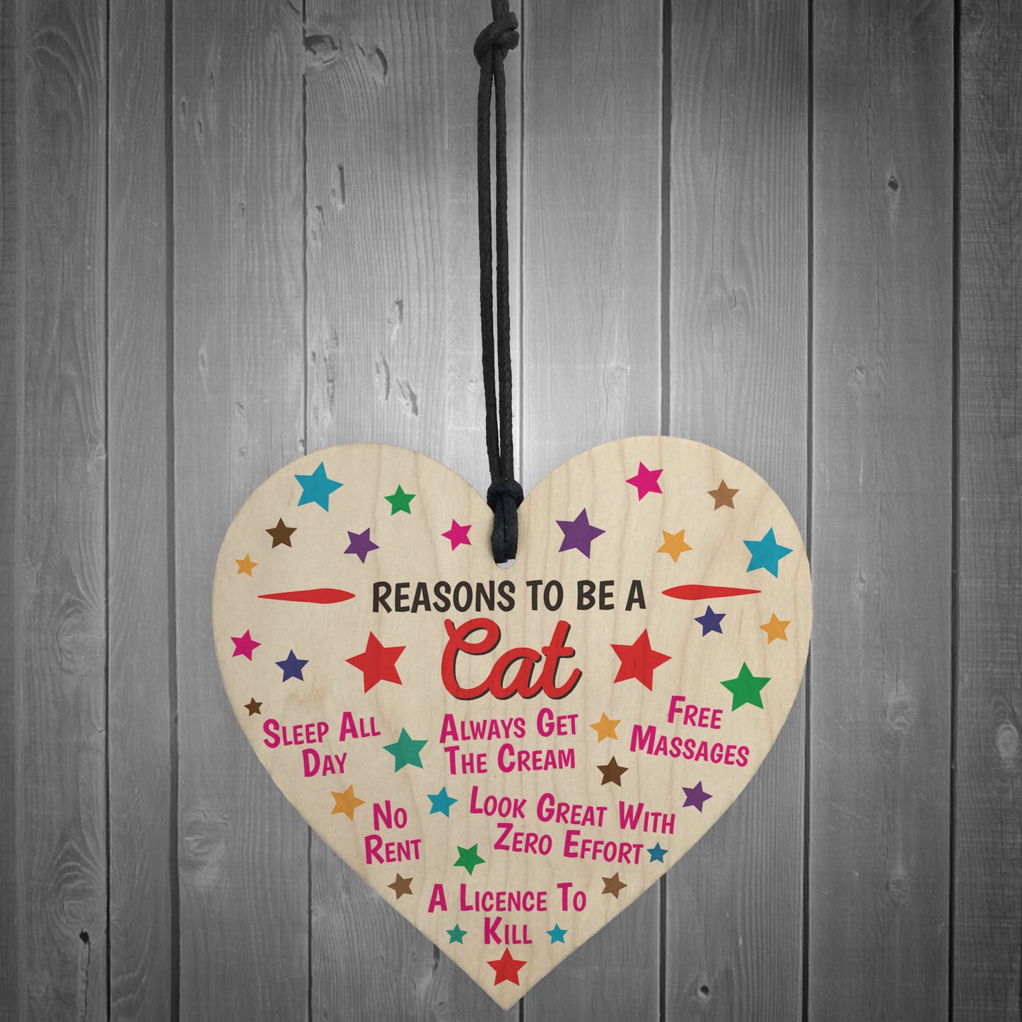 Reasons To Be A Cat Wooden Hanging Heart Novelty