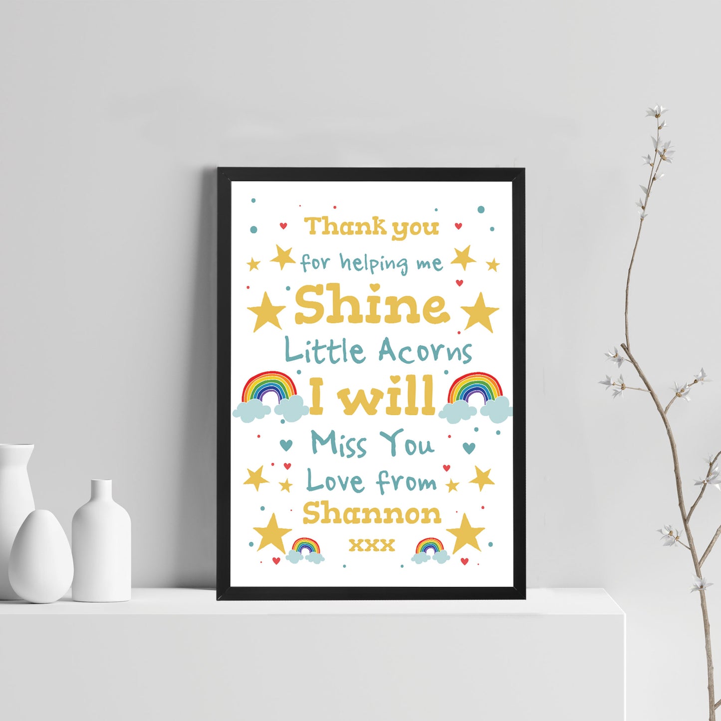 Personalised Leaving School Nursery Gift Framed Print Thank You