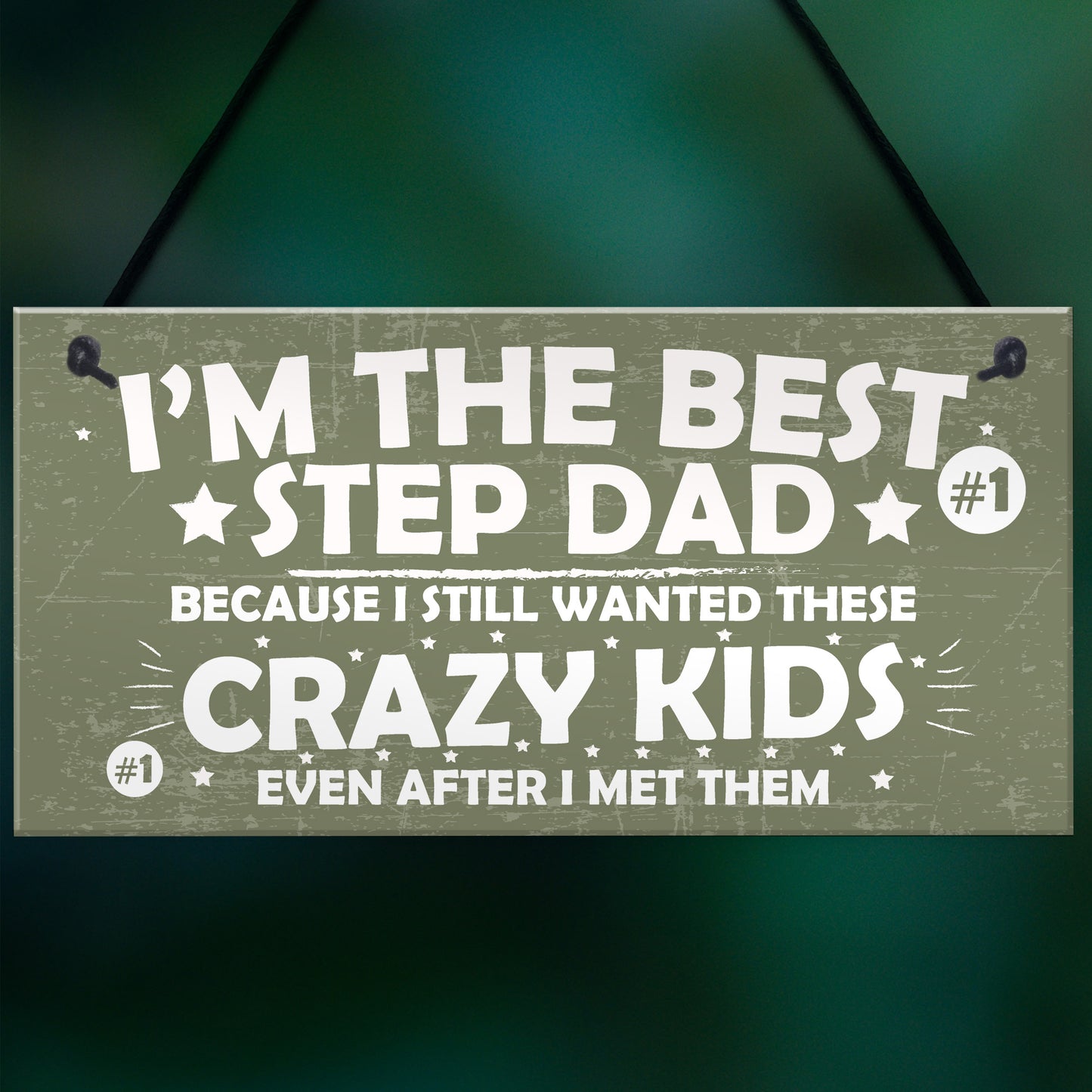 Best Step Dad Crazy Kids Novelty Hanging Plaque Fathers Day Gift