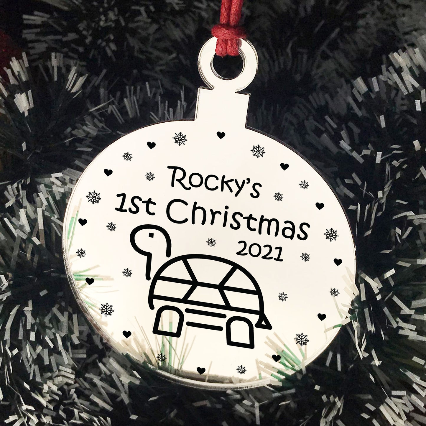 Turtle 1st Christmas Engraved Heart Christmas Decoration Gift
